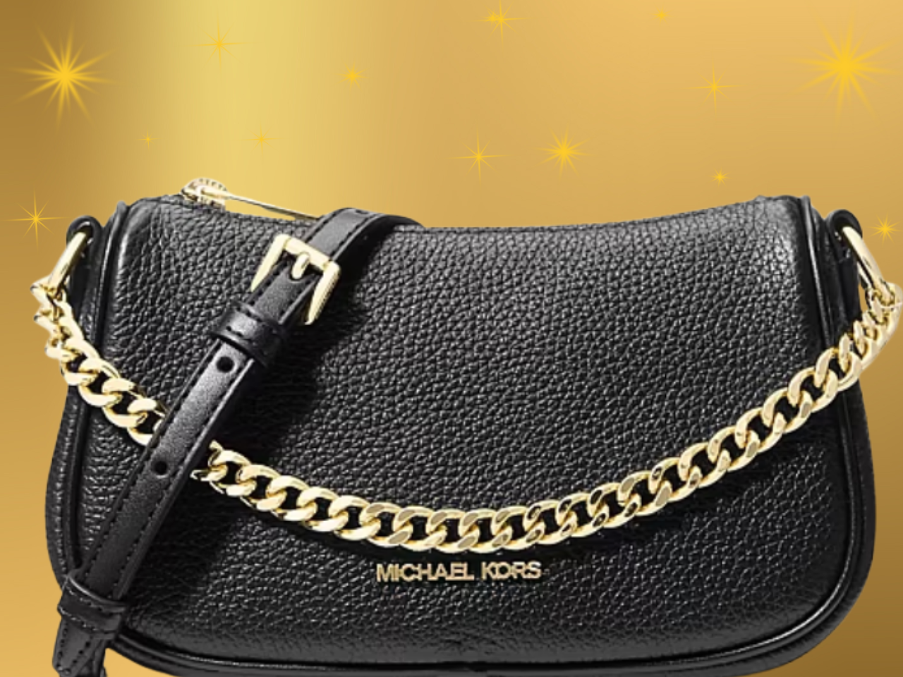 Michael Kors Black Belt Bag with Gold Chain Accent Michael Michael Kors Shoulder Bag  main image 2