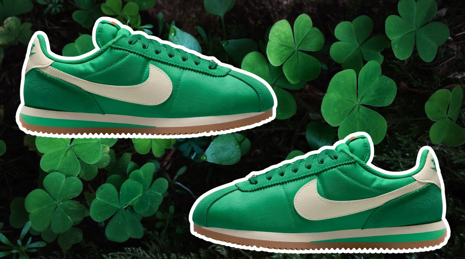 nike cortez green and white