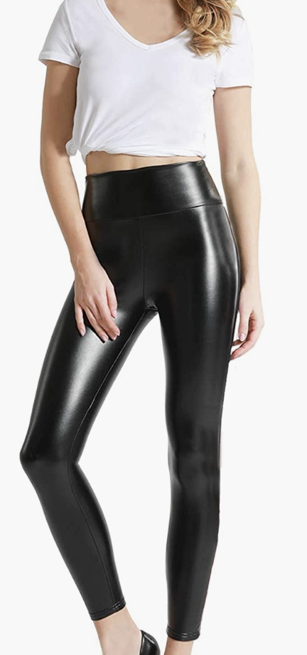 high Tagoo Faux Leather Leggings for Women High Waisted Pleather Pants  Black Stretch Tights with Pockets at  Women's Clothing store