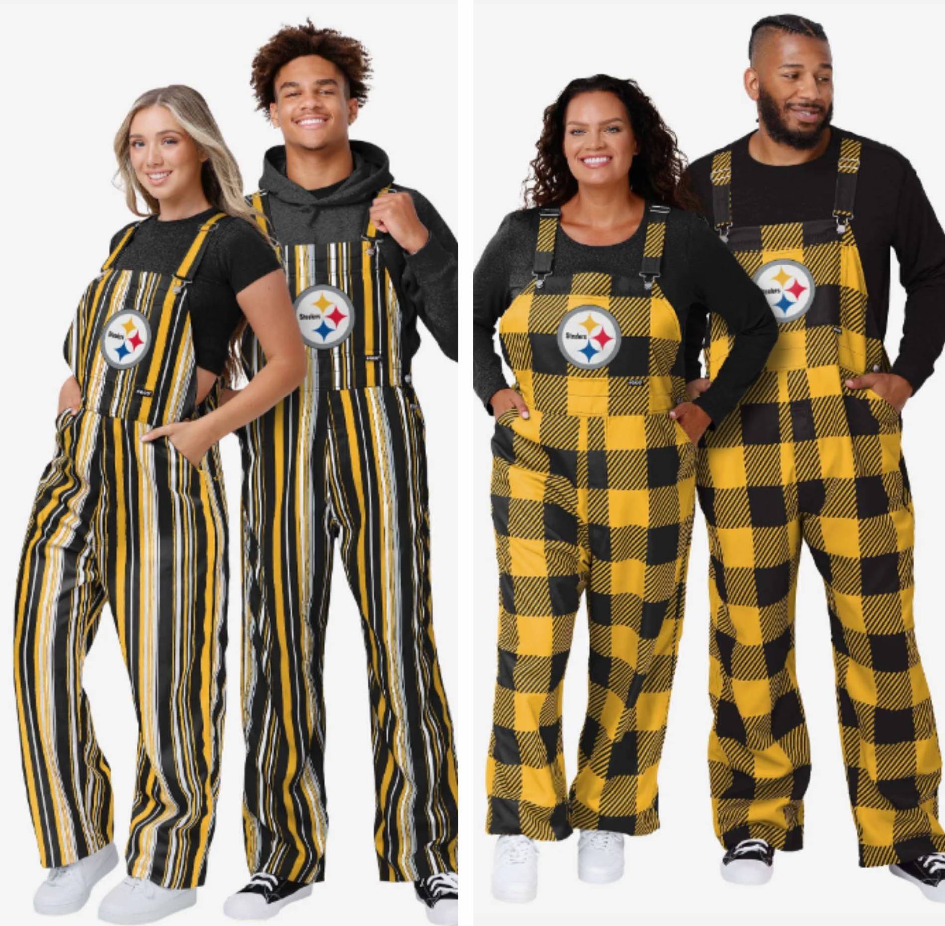 Pittsburgh Steelers Mens Plaid Bib Overalls FOCO