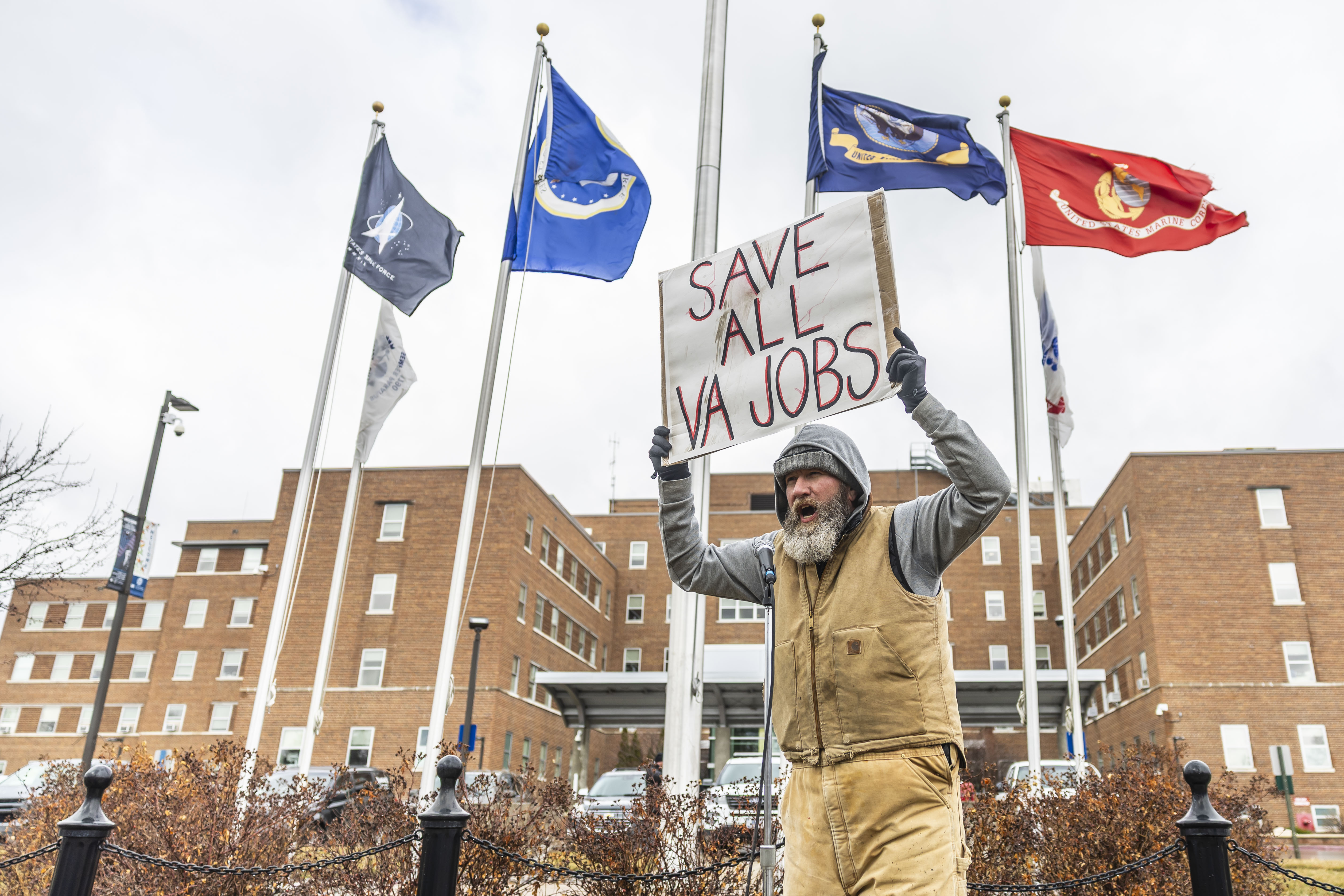 Protestors rally for veterans in front of Saginaw VA Hospital - mlive.com