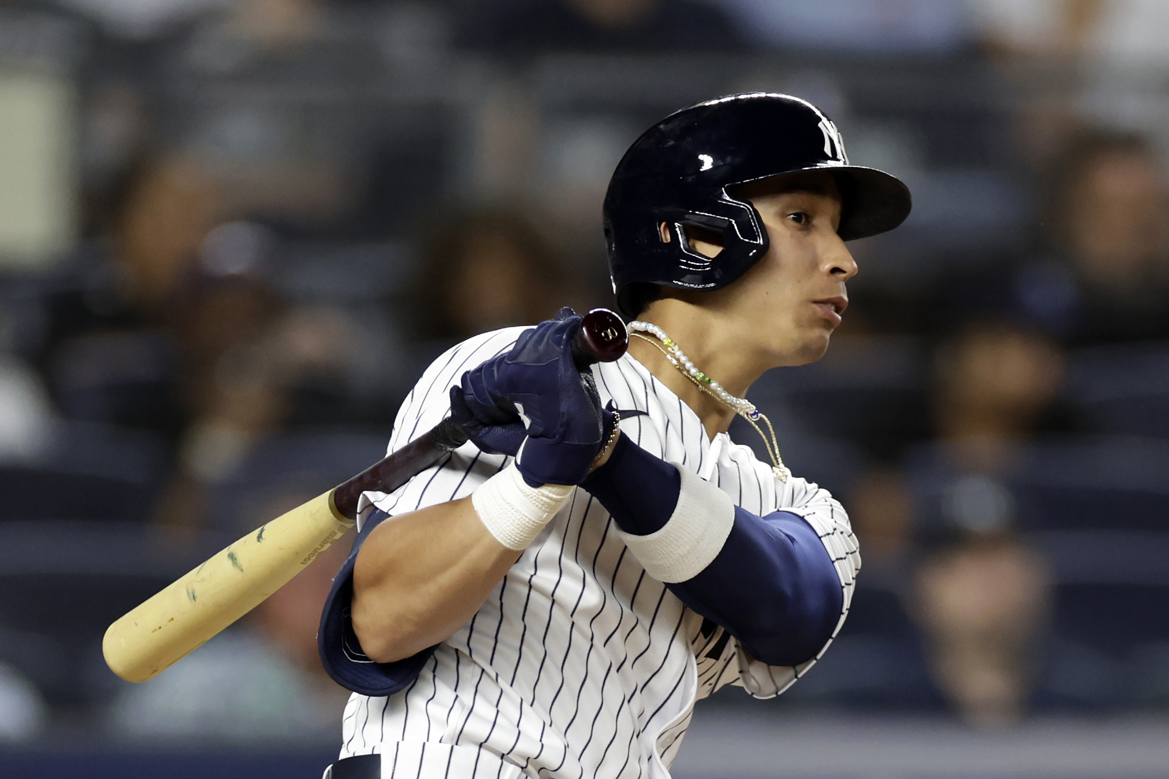 Yankees' Oswaldo Cabrera's touching plan for 1st hit ball 