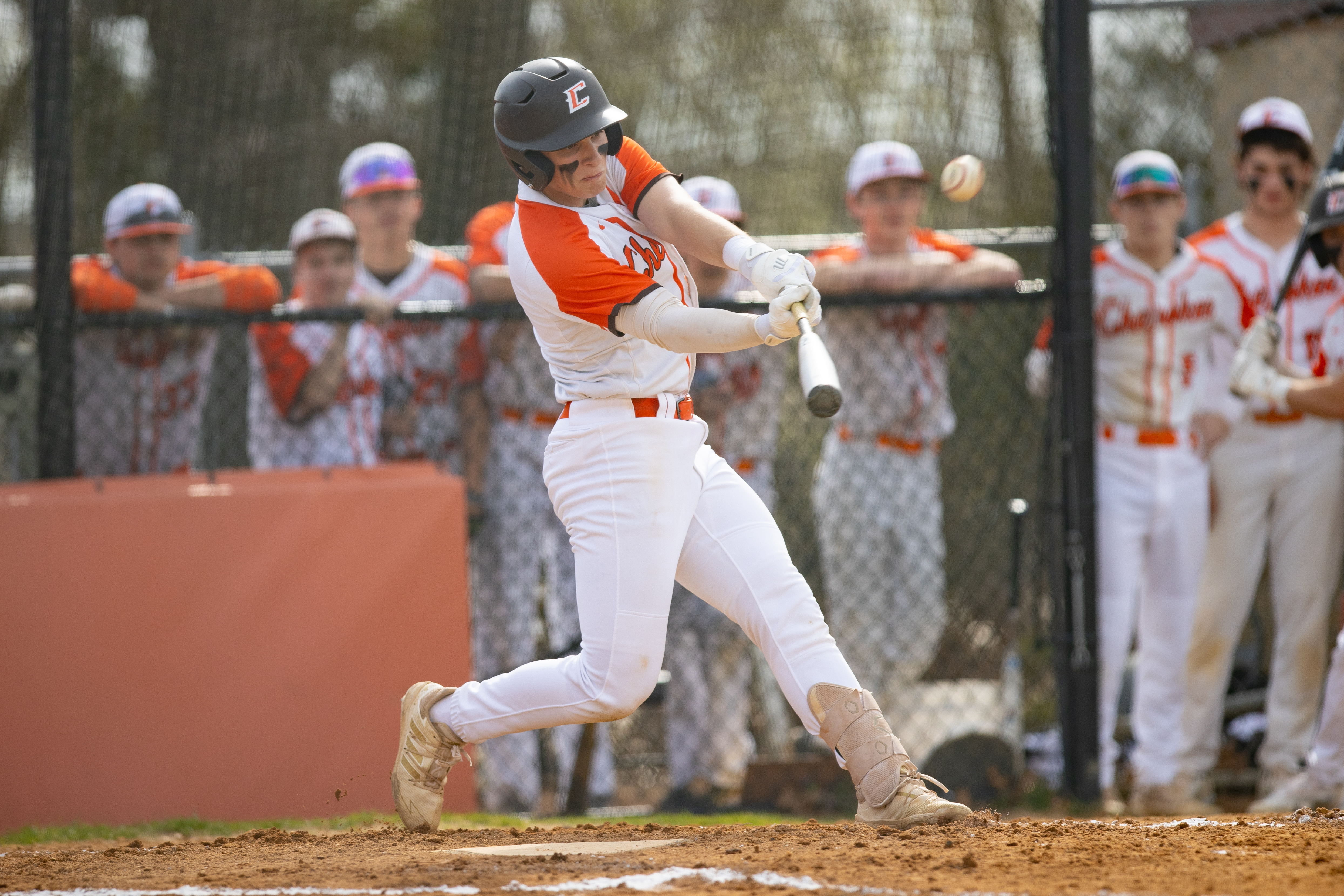 Evan Brown (2) of Cherokee, connects with the ball in Marlton, NJ on Monday, April 3, 2023.