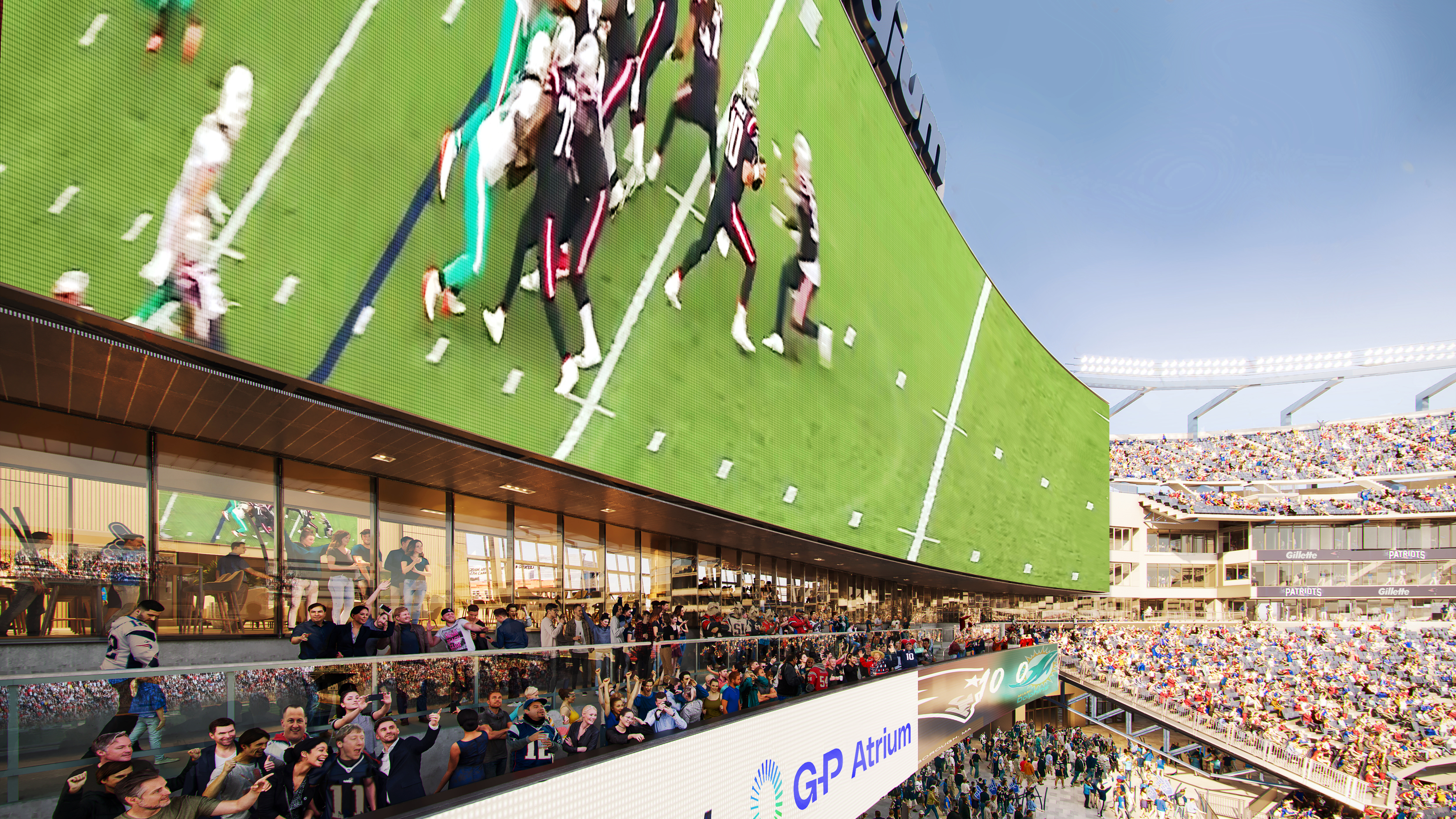 Gillette Stadium new video screen is largest of any sports venue in country