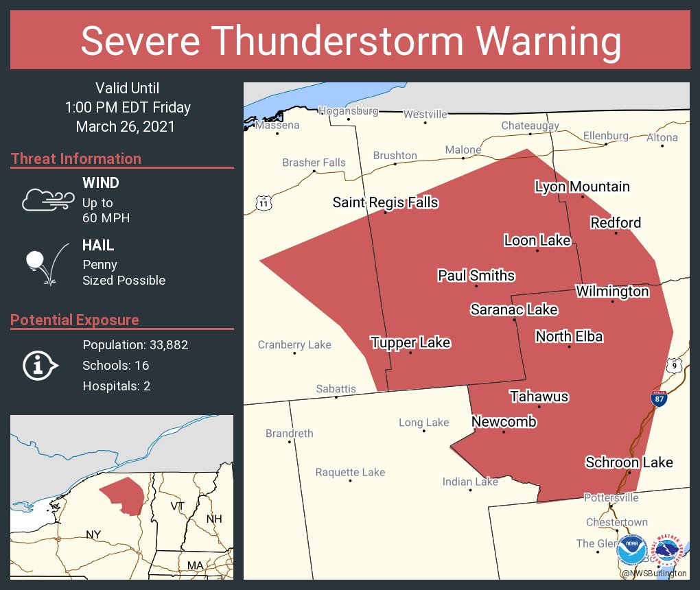 Severe thunderstorm watch issued for much of New York, Vermont
