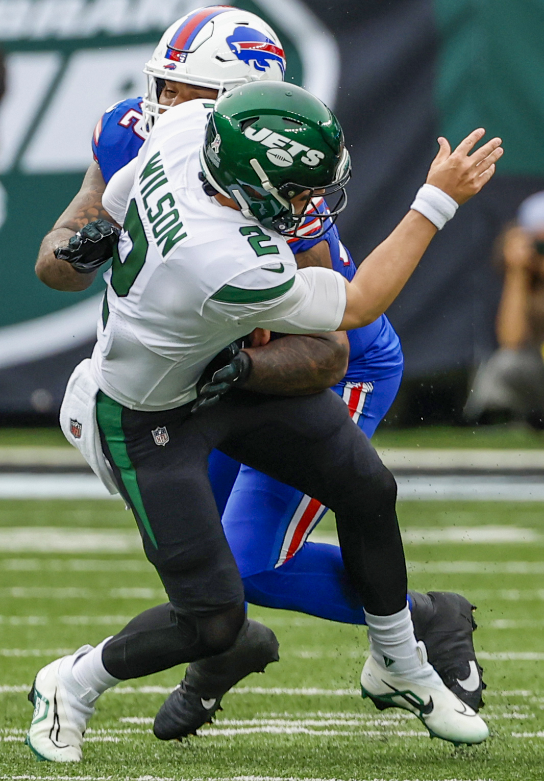 Buffalo Bills defensive tackle DaQuan Jones (92) walks off the