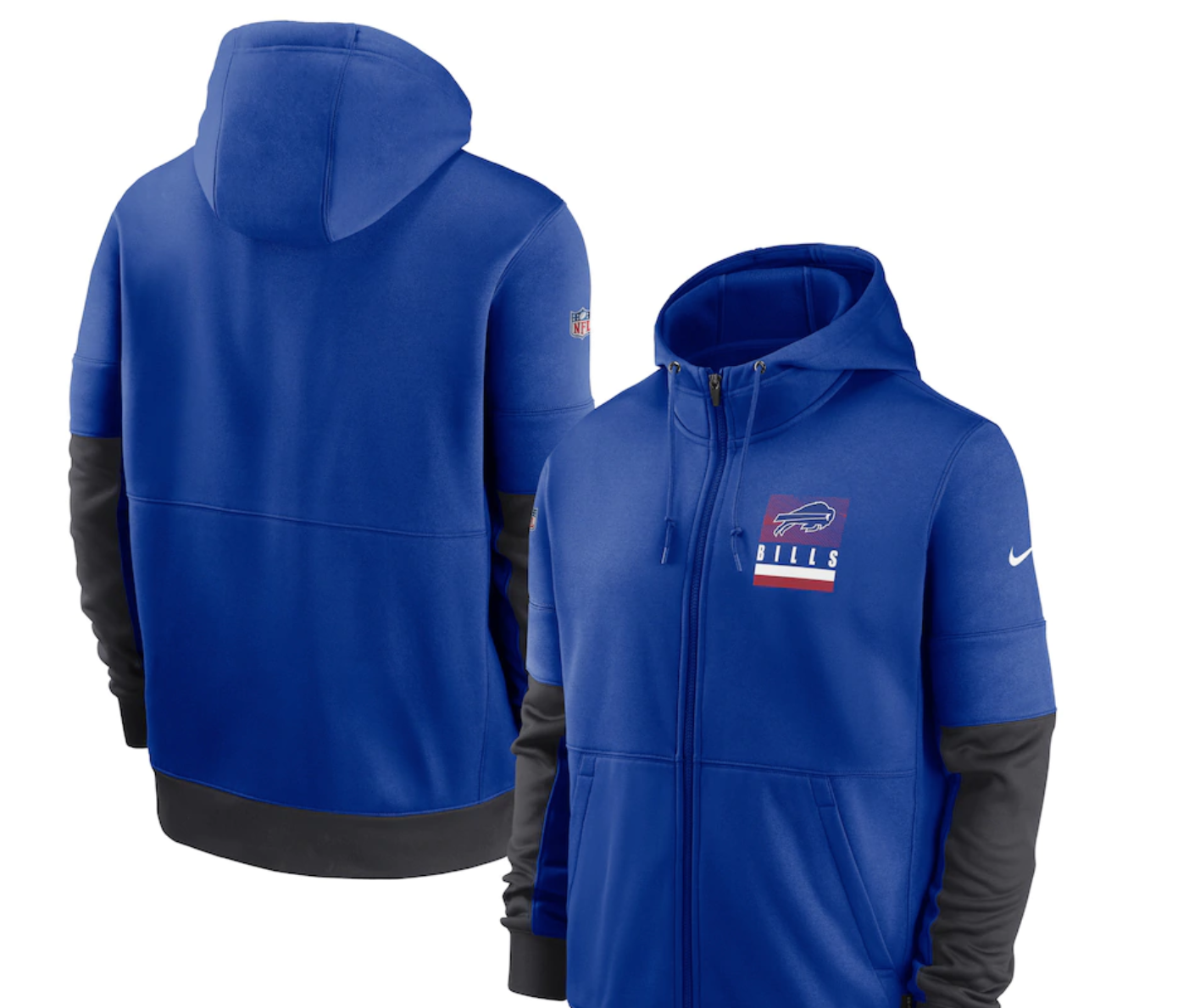 Nike / Men's Buffalo Bills Sideline Therma-FIT Grey Pullover Hoodie