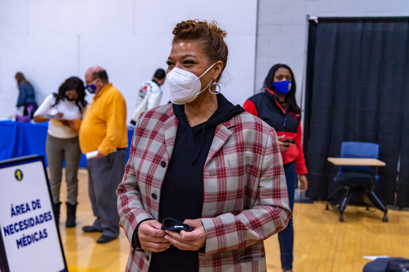 Queen Latifah at Vaccination Center
