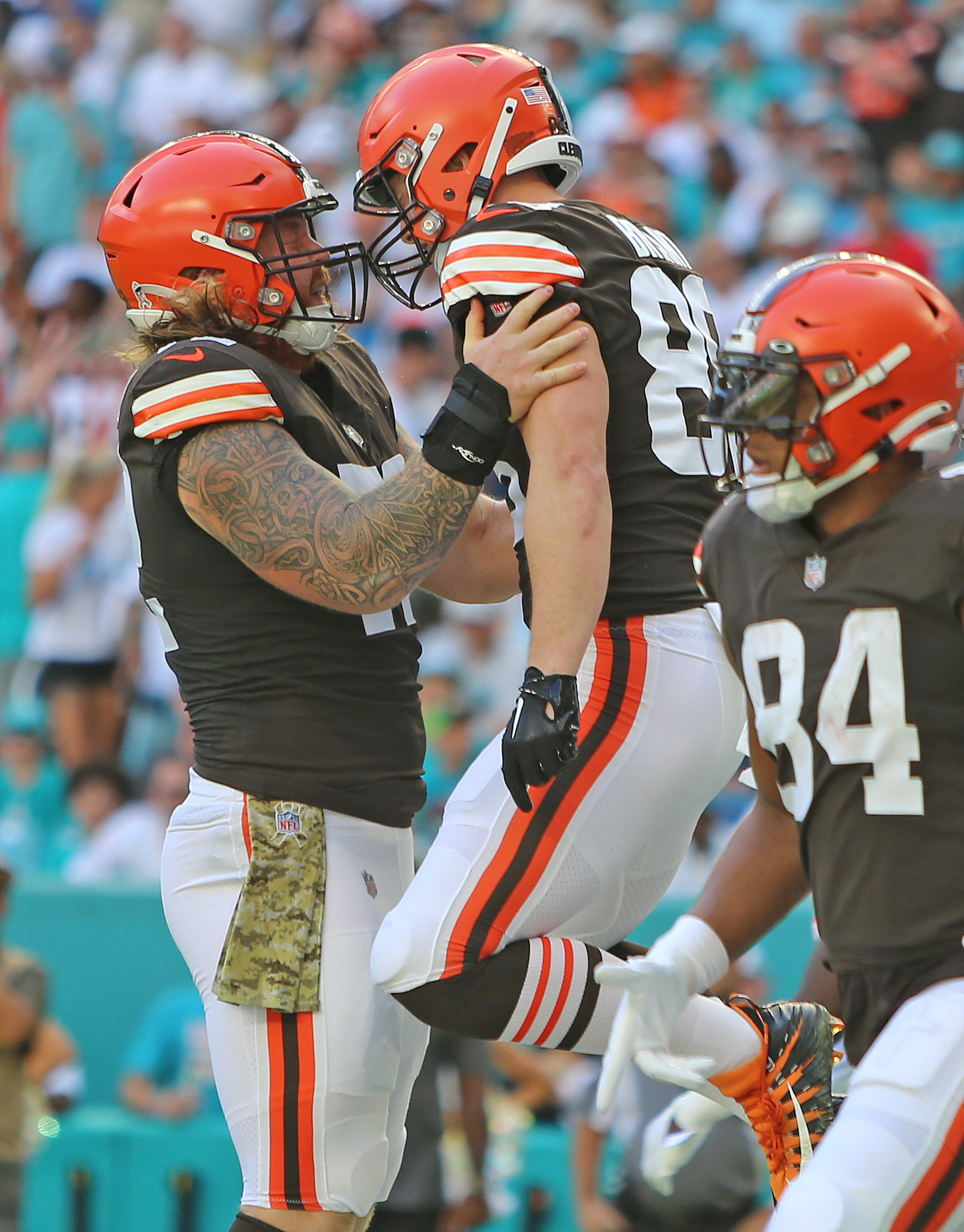 Harrison Bryant of the Cleveland Browns celebrates after scoring a