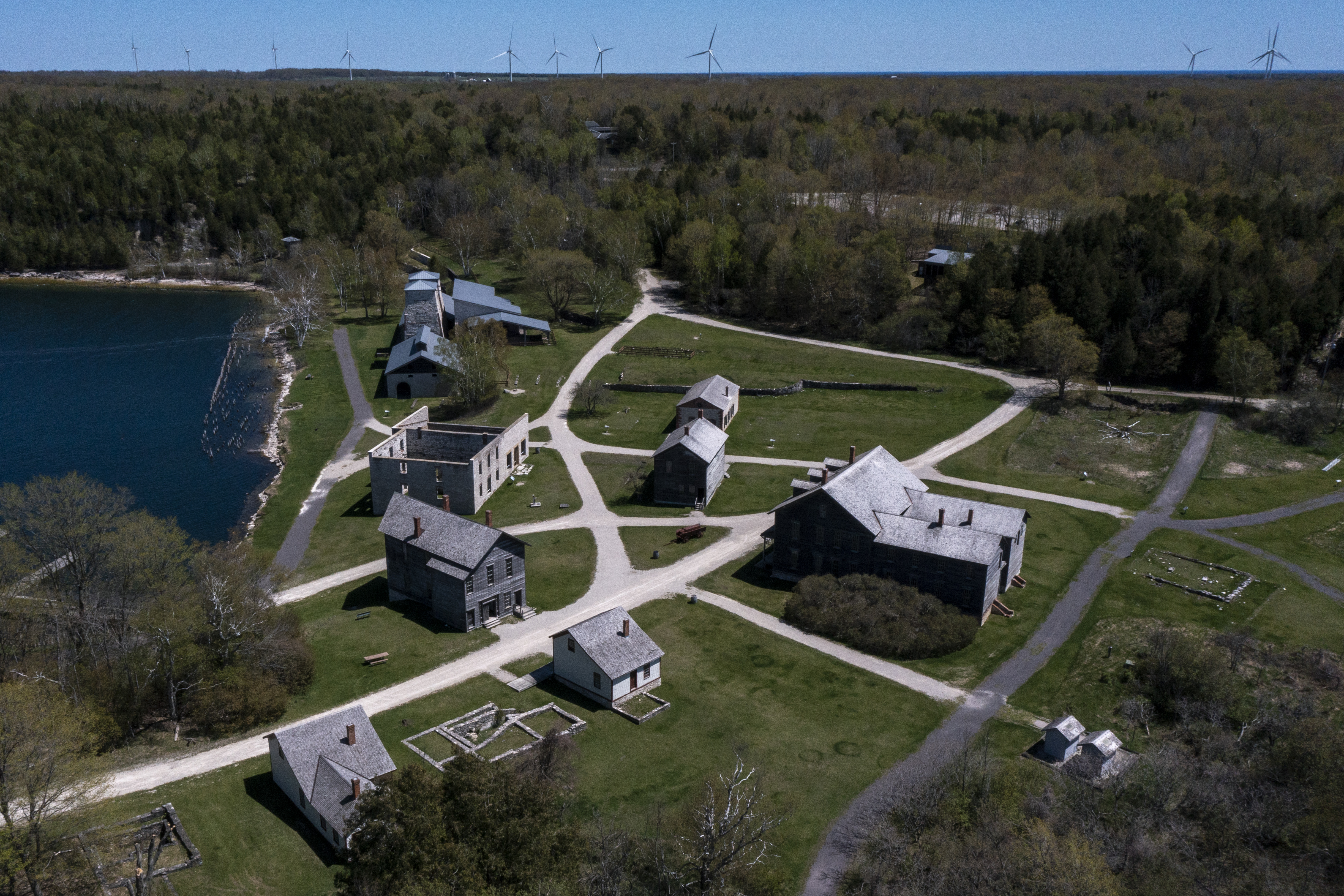 Fayette Historic State Park near Garden on Tuesday, May 17, 2022. The historic townsite manufactured charcoal pig iron between 1867 and 1891. (Drone image by Cory Morse | MLive.com)
