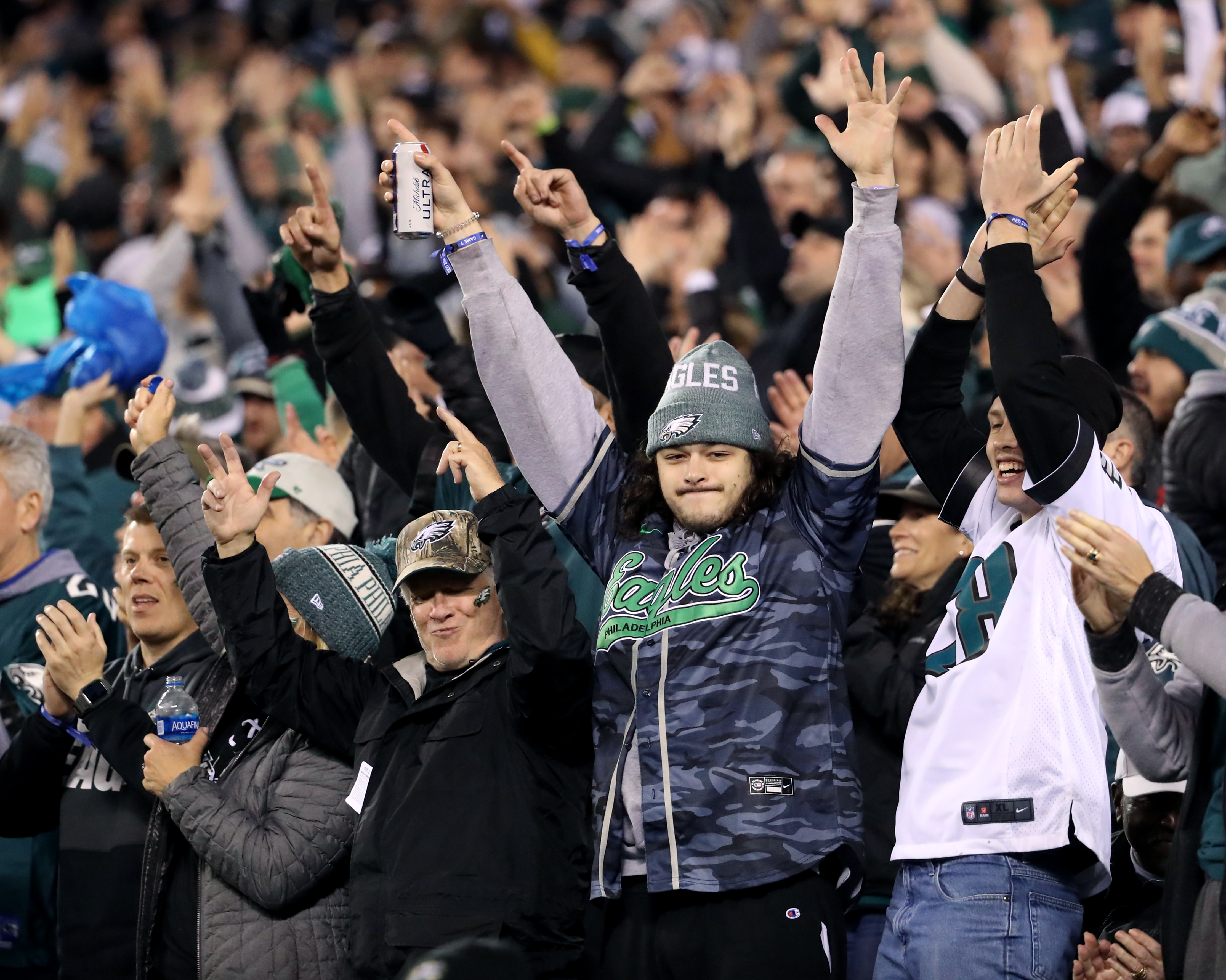 Eagles fans do the wave while injured Tyrie Cleveland gets stretchered off  field