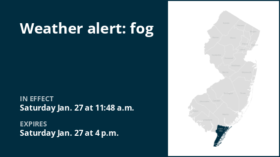 Fog is expected in Cape May County until early Saturday evening