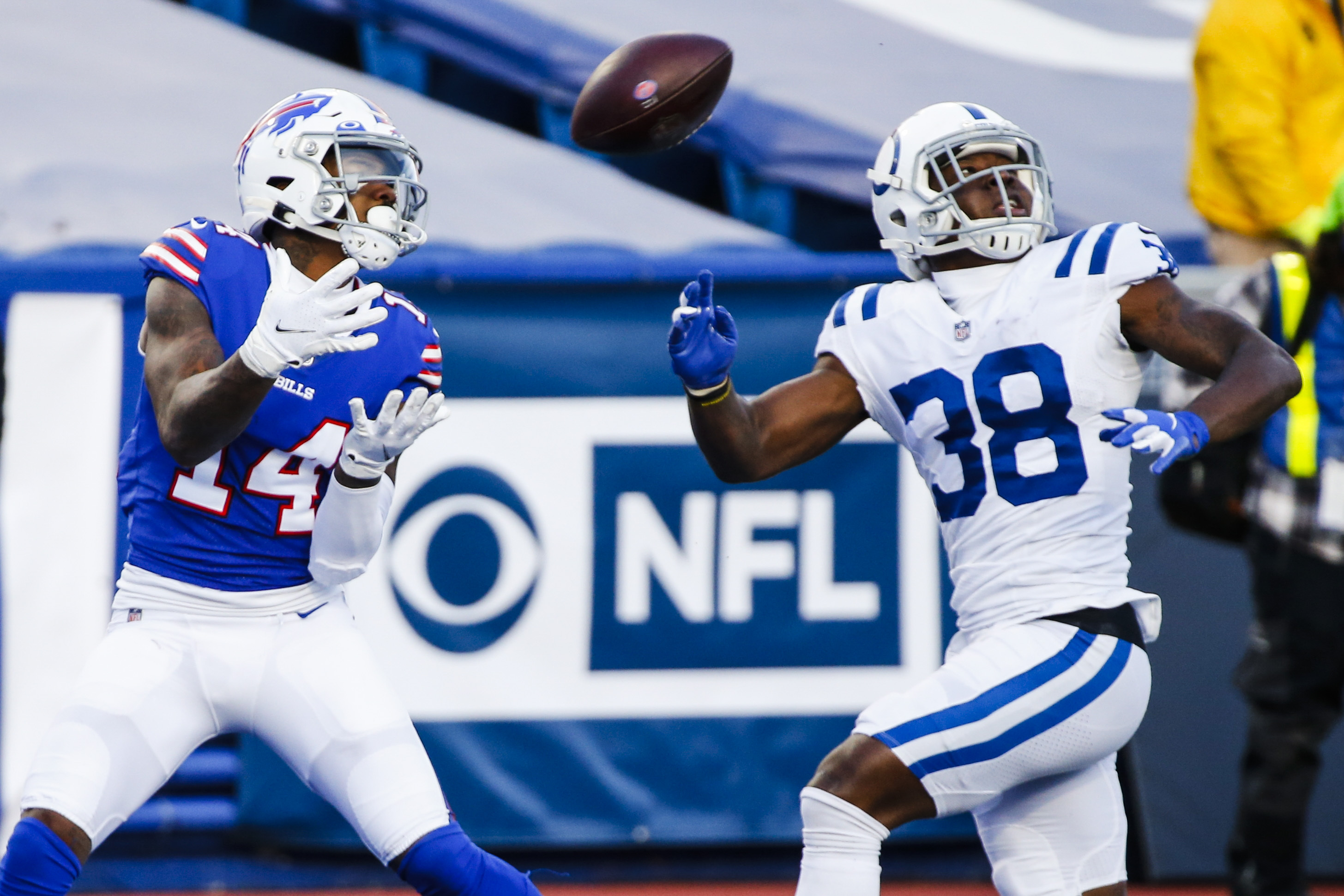 Buffalo Bills' Josh Norman (29) and Micah Hyde (23) watch as