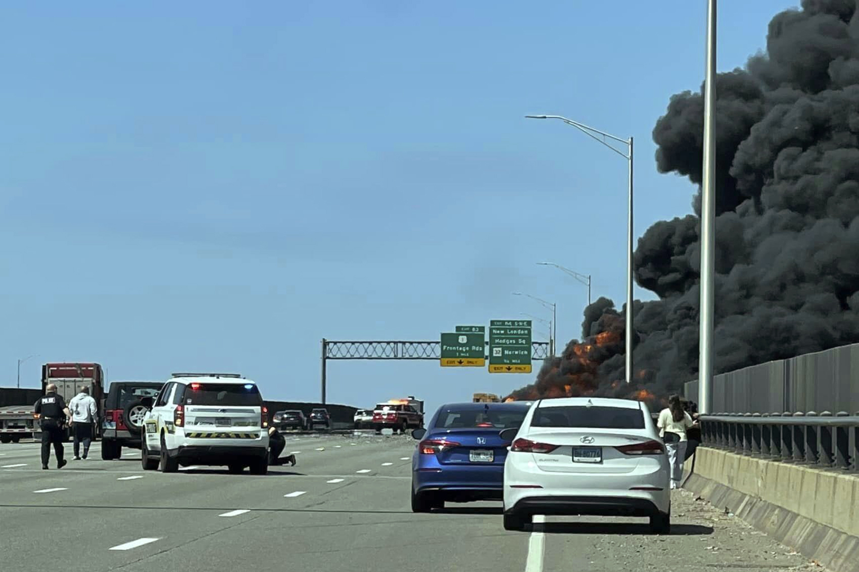 Fatal crash sparks fire on major Connecticut highway bridge