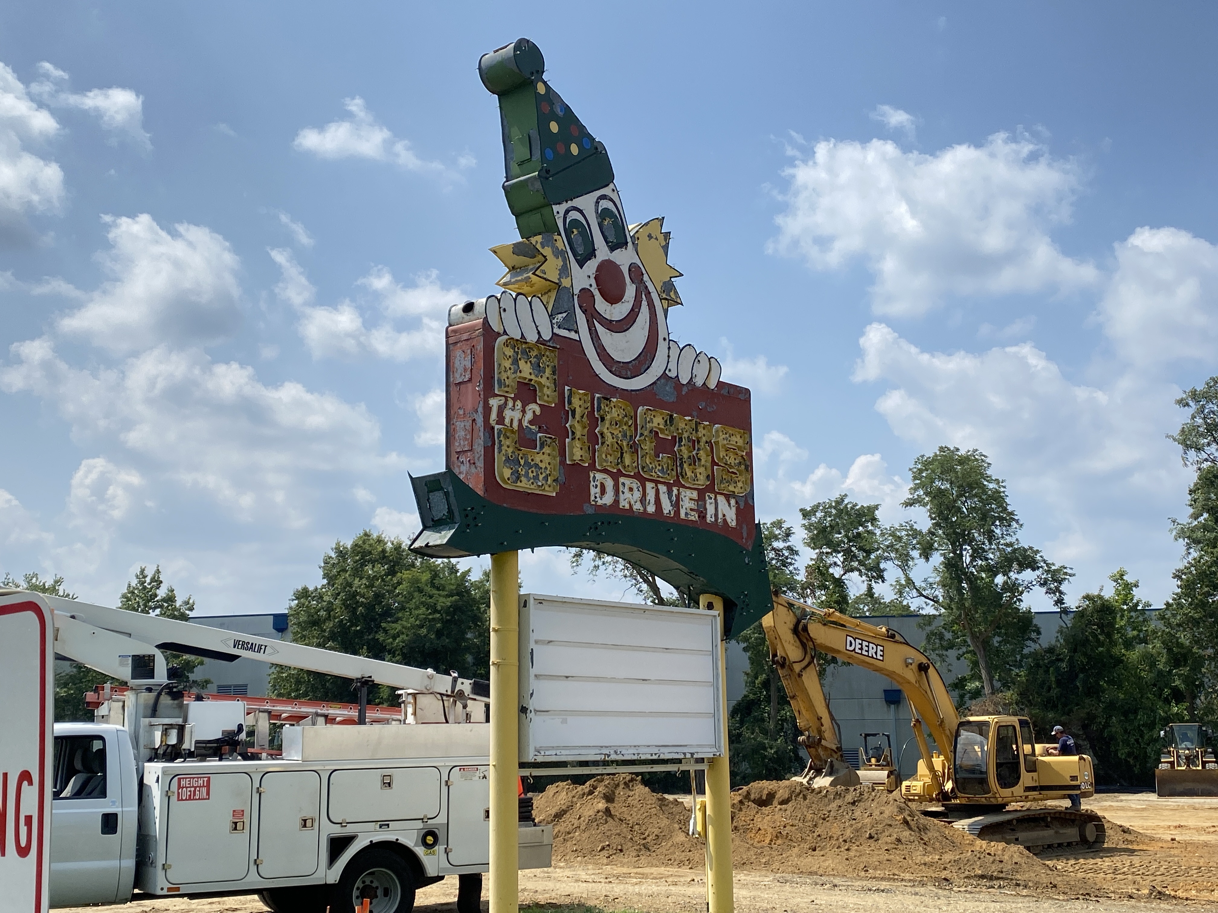 Clown sign at former Circus Drive-In coming down. See photos from