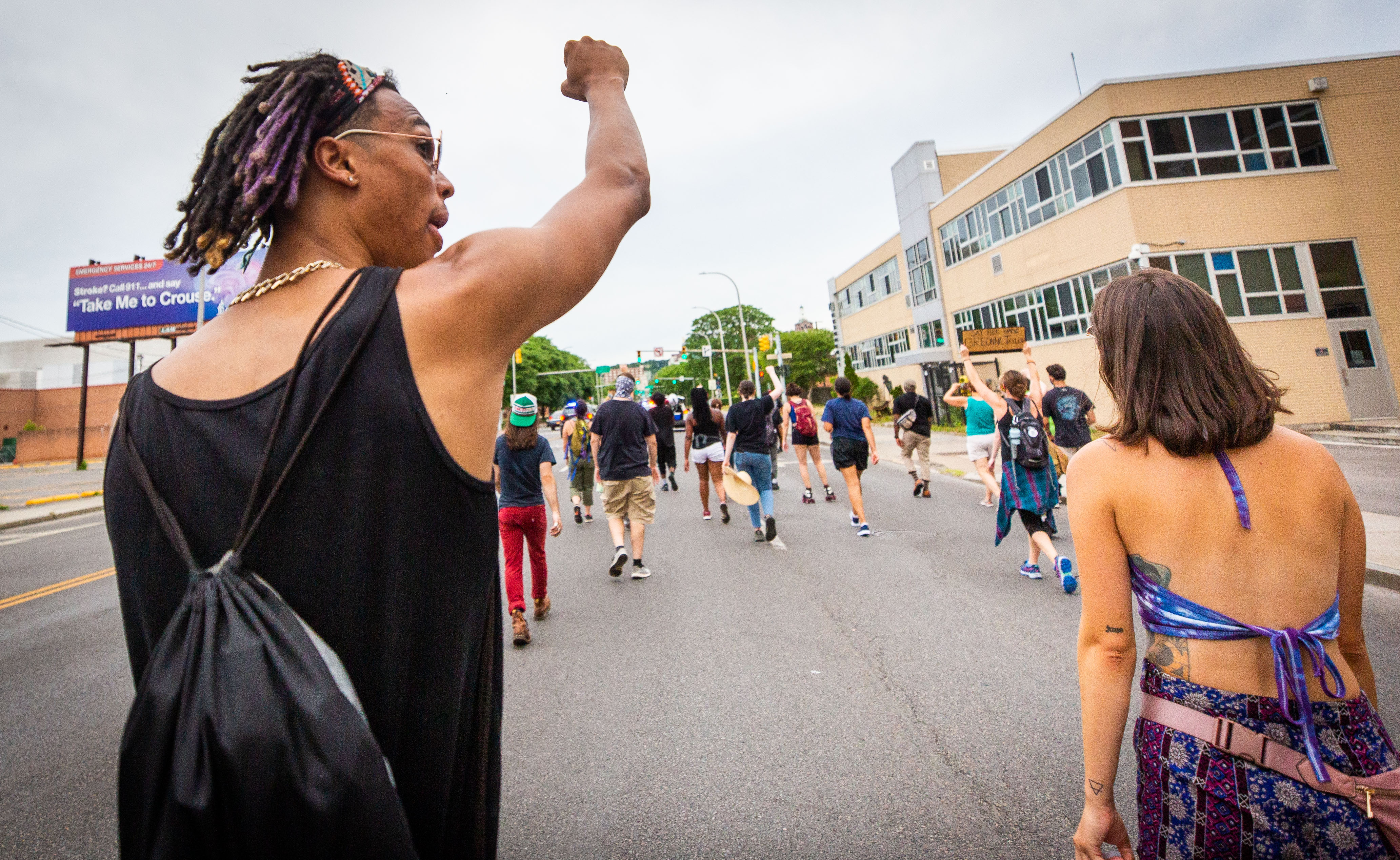 Demonstrators led by Ragin Mickens marched Friday, July 10, 2020, which marched them into Strathmore neighborhood to Mayor Ben Walsh's home. In all, demonstrators have marched more than 124 miles over the 40-plus days to protest against police brutality in the wake of the death of George Floyd.
