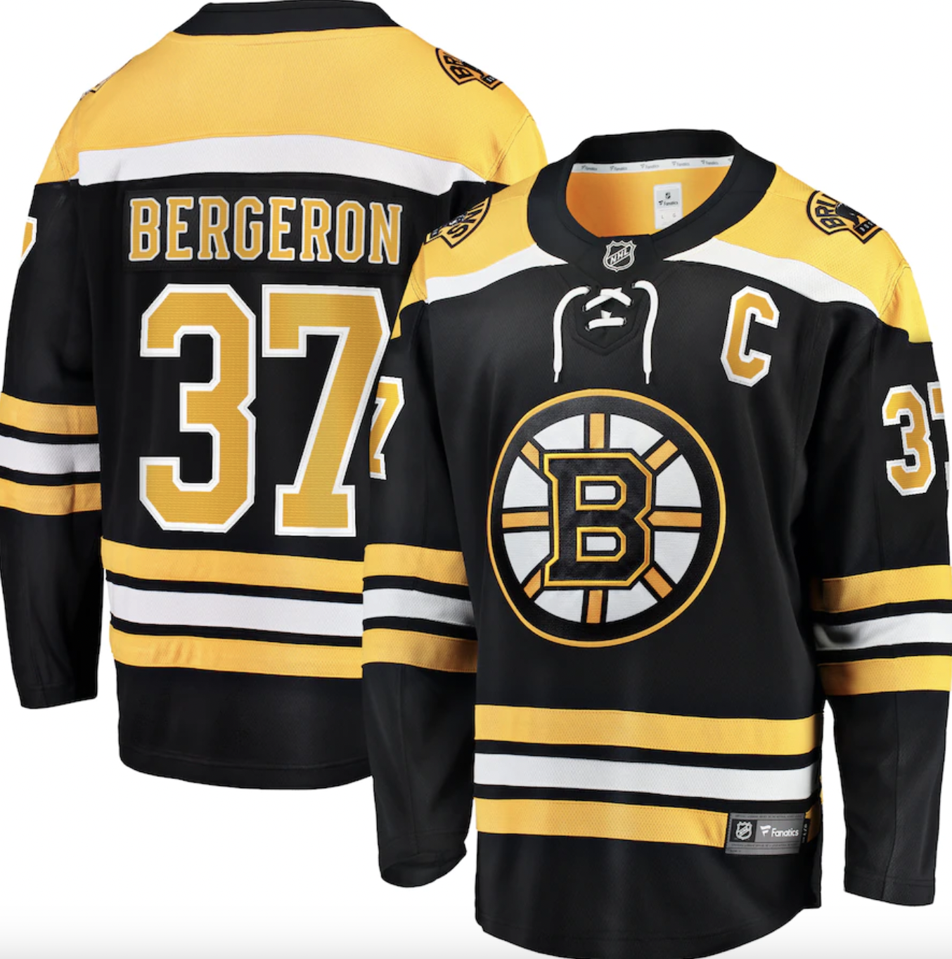Women's Patrice Bergeron Black Boston Bruins Plus Size Name and Number Long  Sleeve T-Shirt
