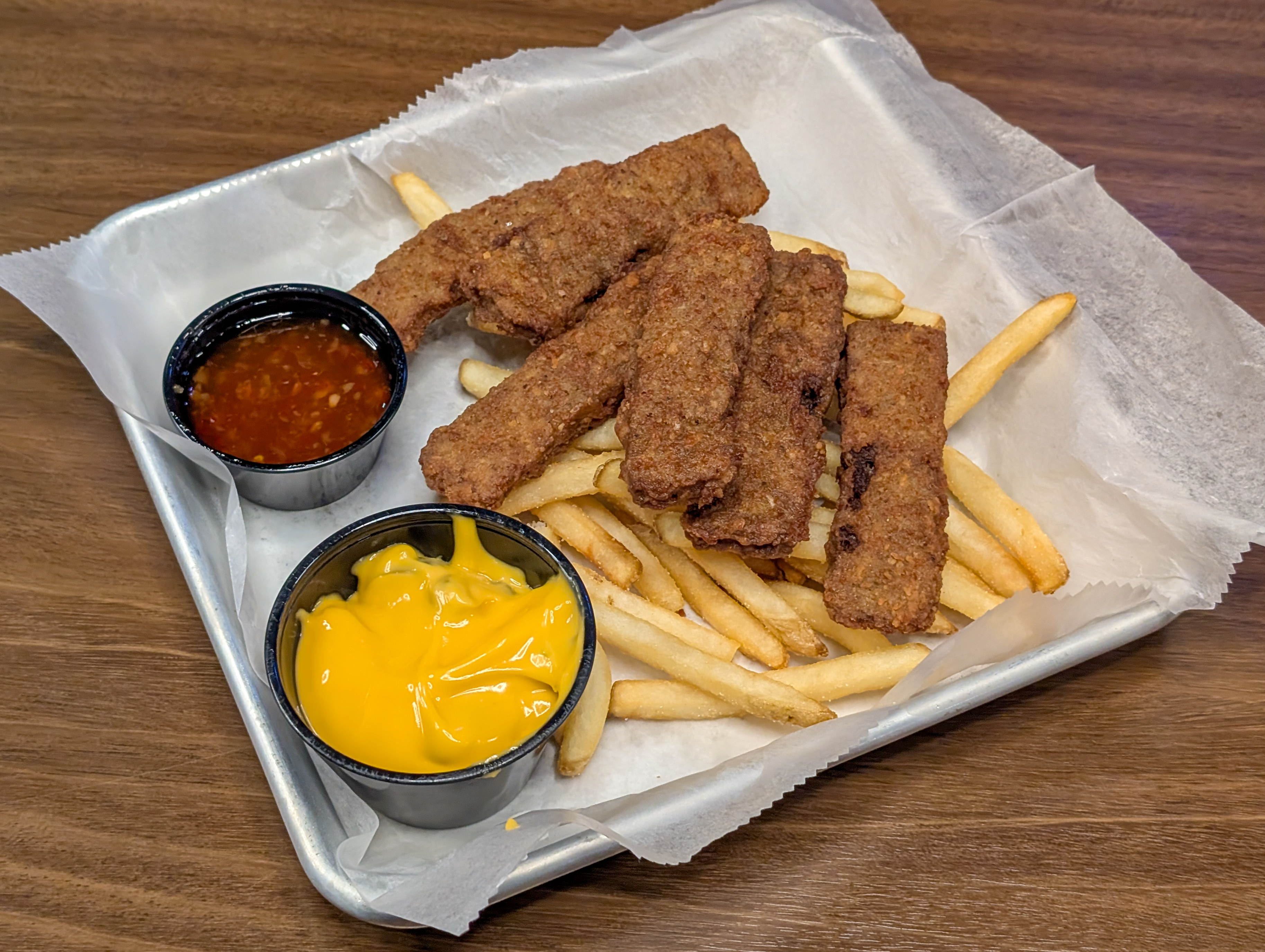 A plate of "steak fries," strips of chicken-fried steak at Apex Axes at Apex Entertainment Marlborough.