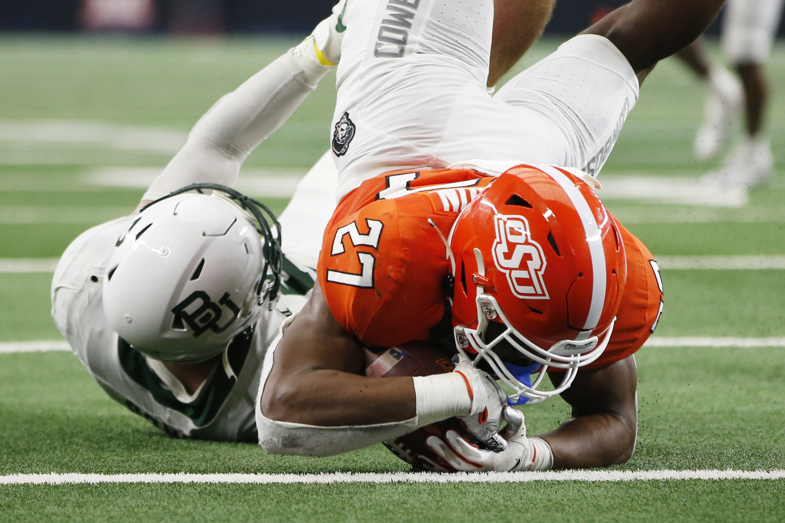 Baylor running back Trestan Ebner runs the 40-yard dash at the NFL