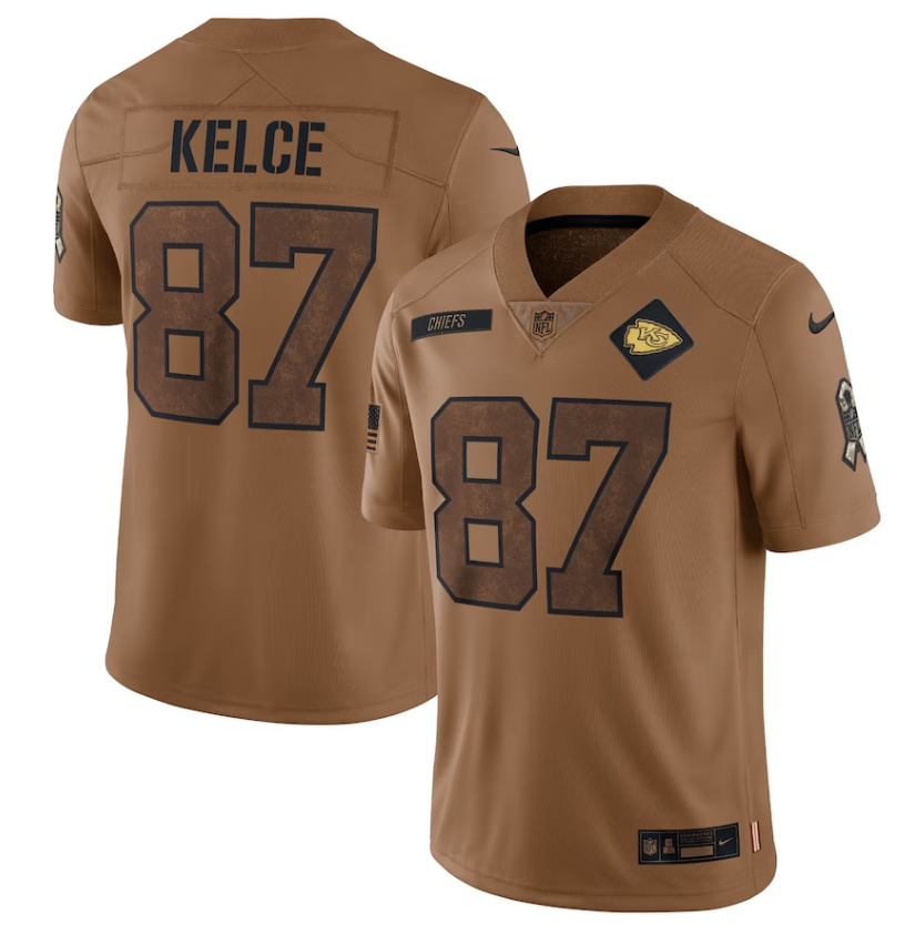 Travis Kelce Kansas City Chiefs Nike 2023 Salute To Service Limited Jersey  - Brown