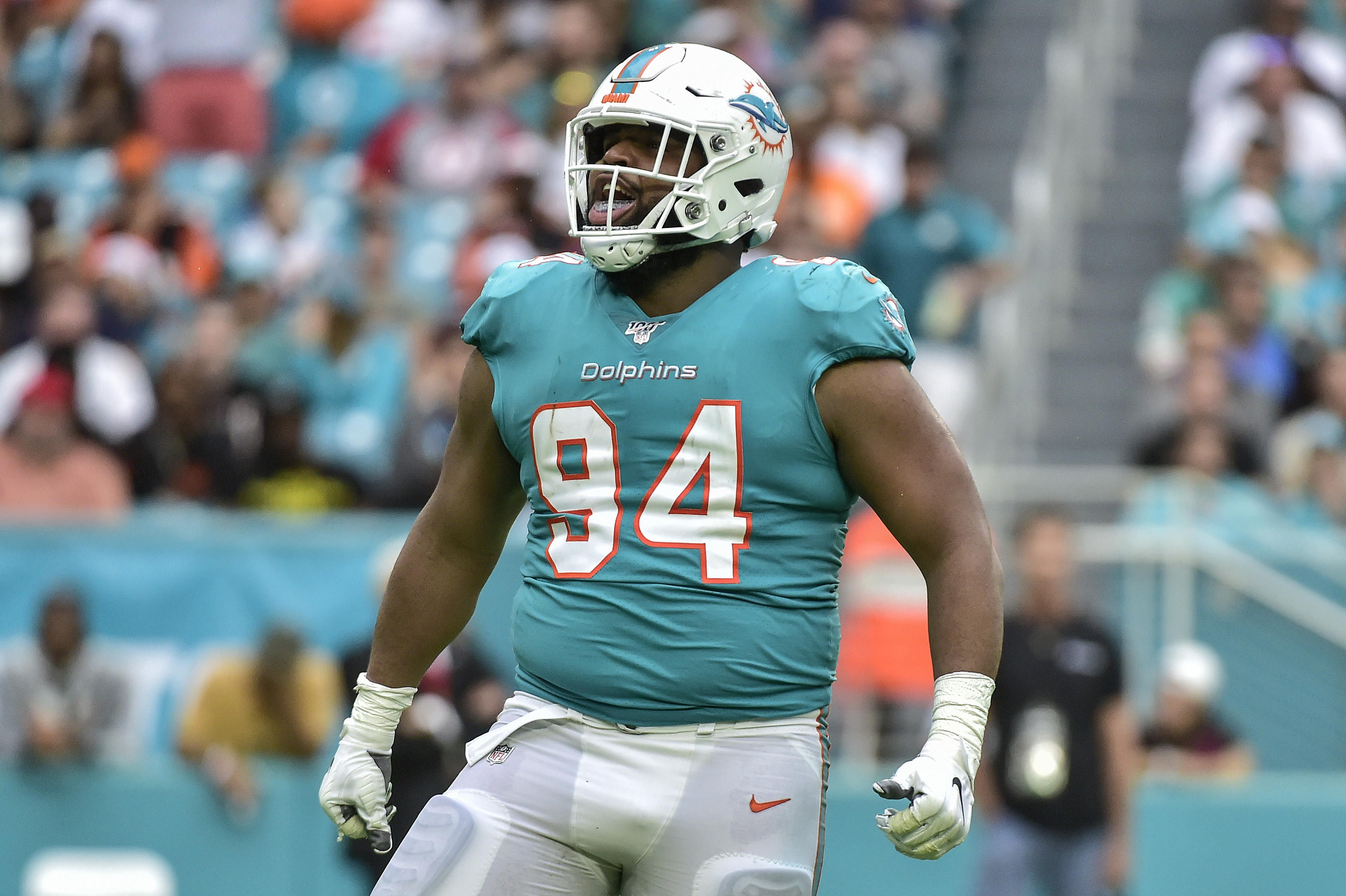 Christian Wilkins 94 Miami Dolphins football player pose poster