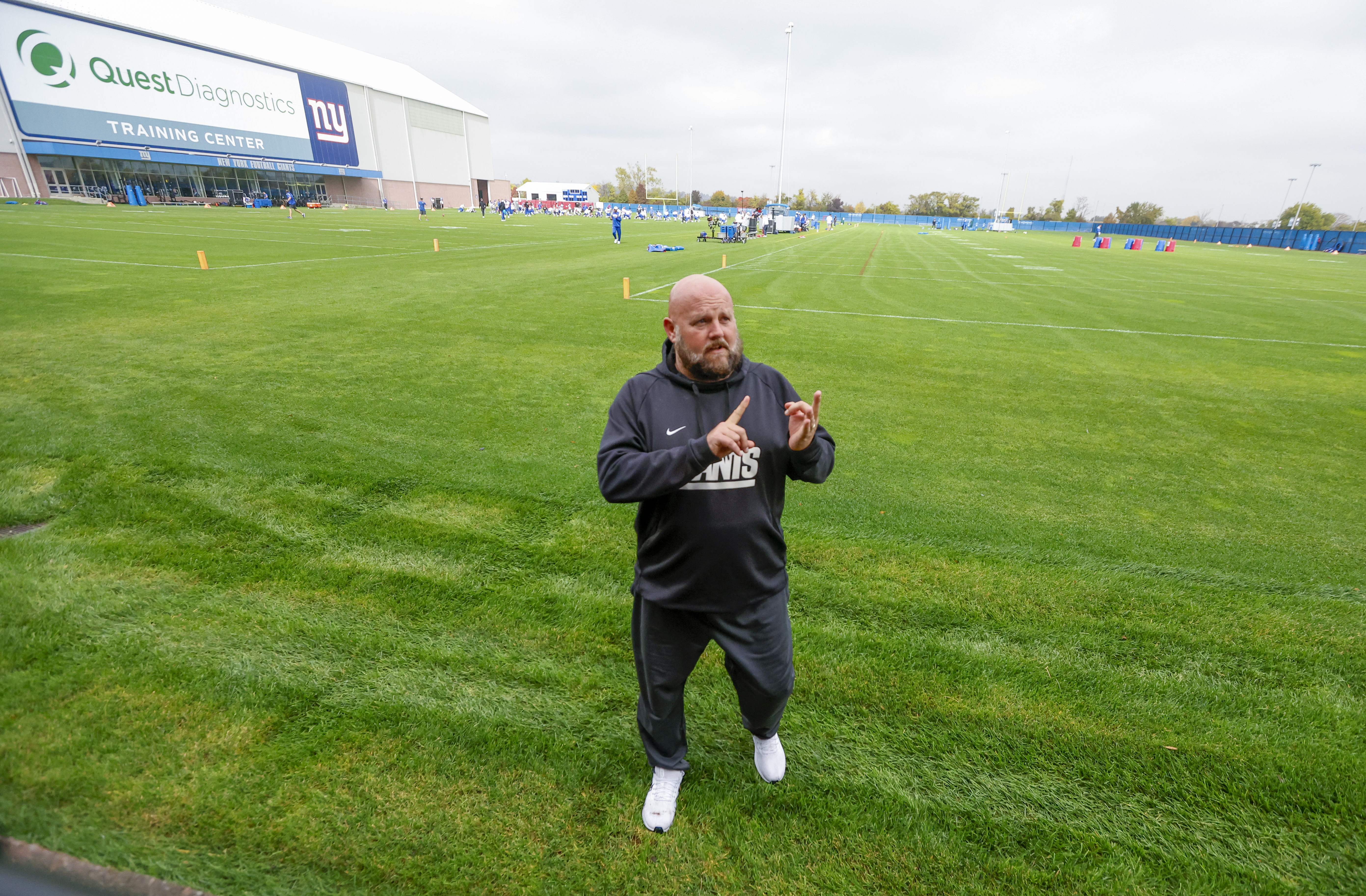New York Giants head coach Brian Daboll speaks to the media during practice on Wednesday, Oct. 26, 2022. 