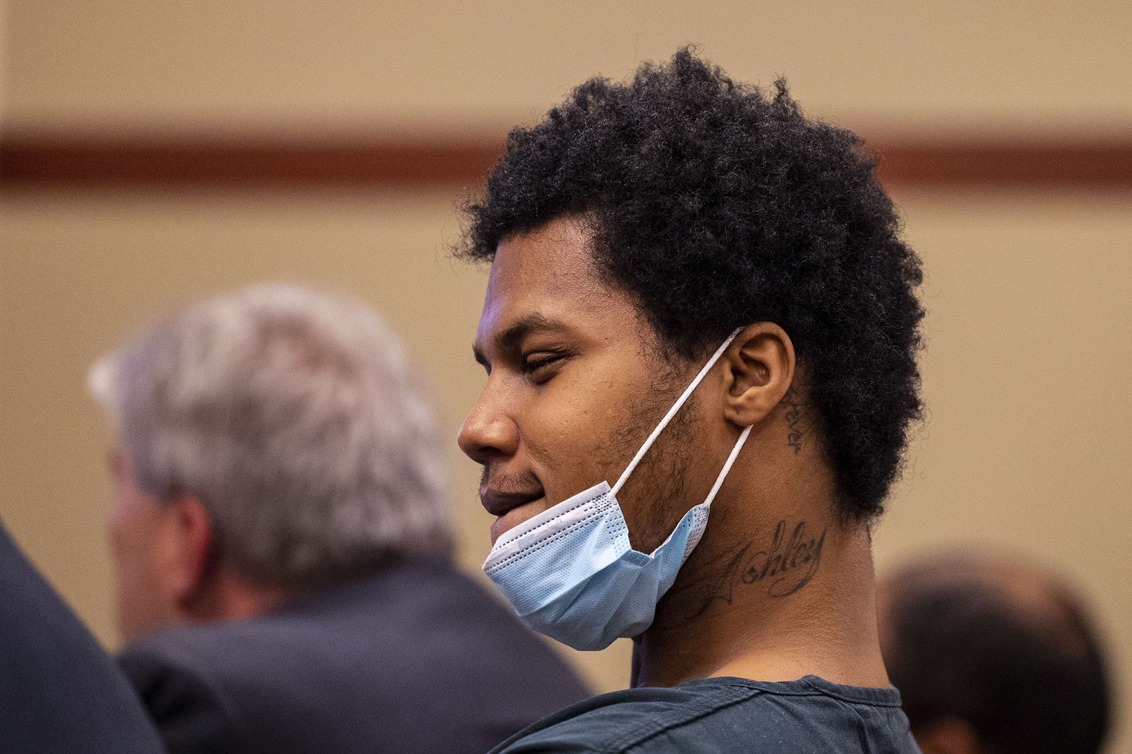 Rishy Manning, 22, appears for preliminary examination at the 63rd District Courthouse in Grand Rapids, Michigan on Thursday, June 30, 2022. The trio of defendants appeared in court, (not pictured Javonte Rosa, 23 and Jaheim Hayes—Goree, 20) are charged with felony murder in the shooting death of Joseph Wilder, 50, who was shot and killed during a robbery attempt at a Huntington Bank ATM on South Division Avenue in May of 2022. (Joel Bissell | MLive.com)