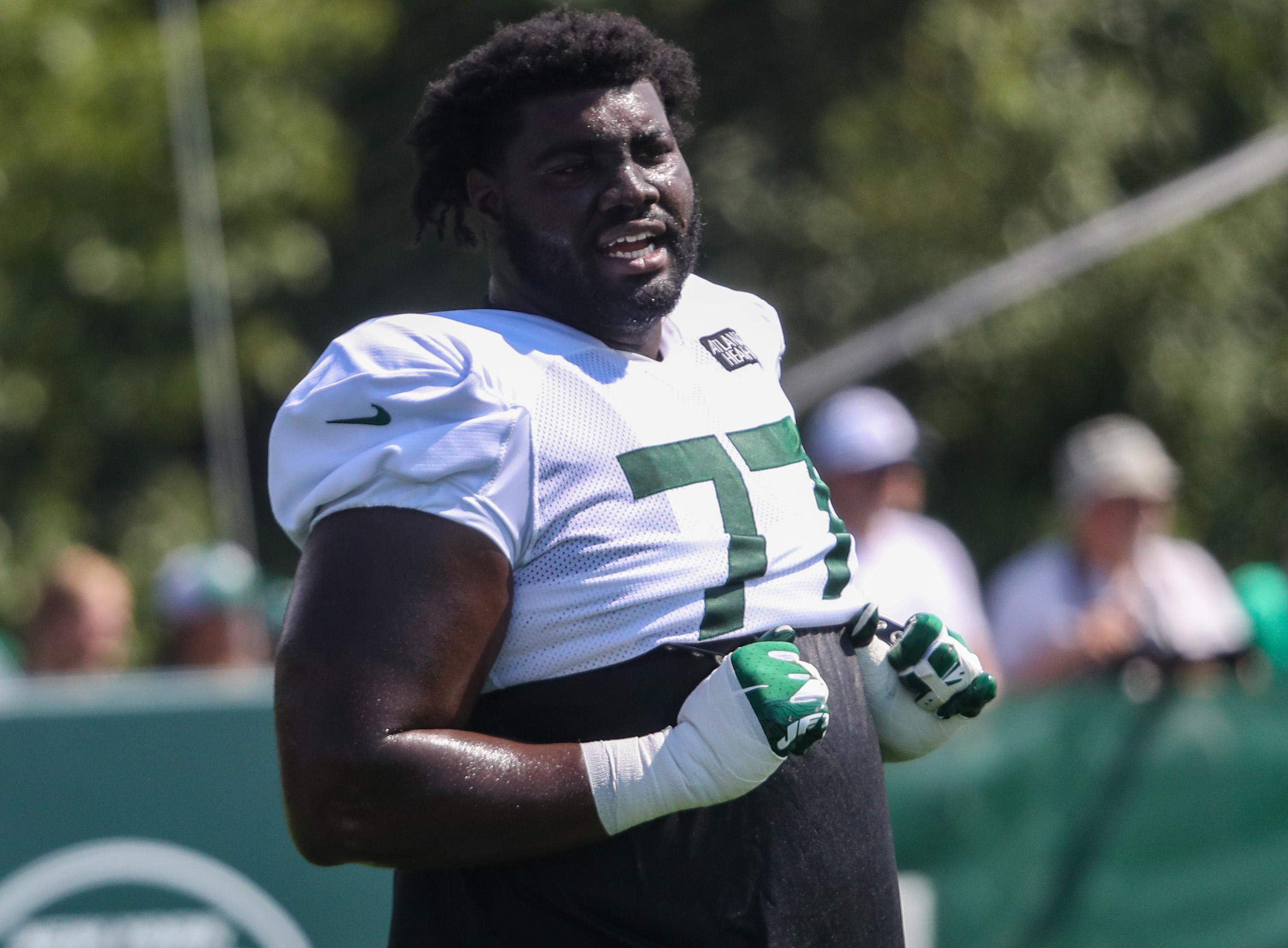 Florham Park, New Jersey, USA. August 2, 2022, Florham Park, New Jersey,  USA: New York Jets' cornerback Sauce Gardner (1) during Jets training camp  at the Atlantic Health Jets Training Center, Florham