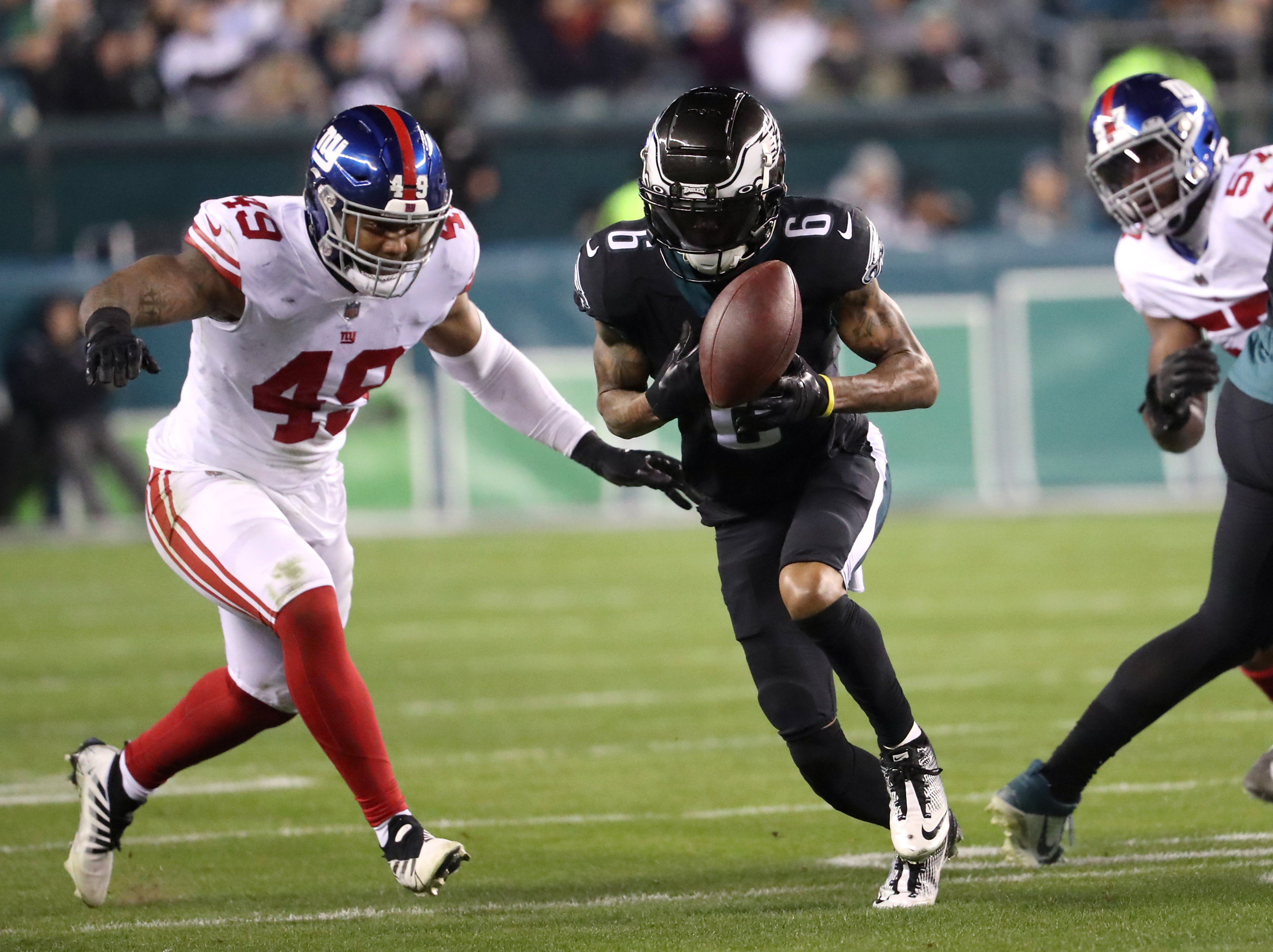 Jalen Hurts Philadelphia Eagles Game-Used White Pants vs. New York Giants  on January 21, 2023