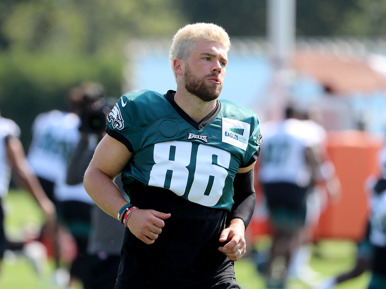 Zach Ertz of the Philadelphia Eagles participates in OTA's on May 28