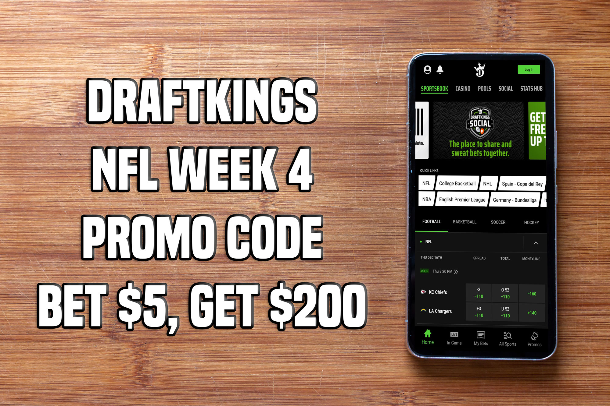 DraftKings promo code: NFL Week 4 arrives with bet $5, get $200