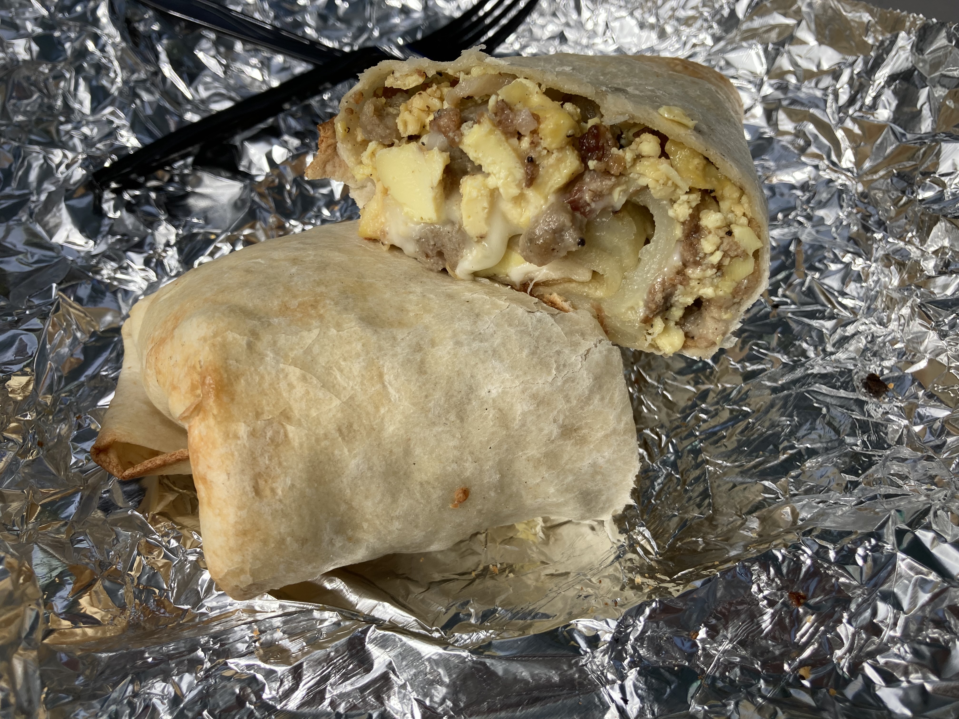The breakfast burrito at Bosco's along Restaurant Row.