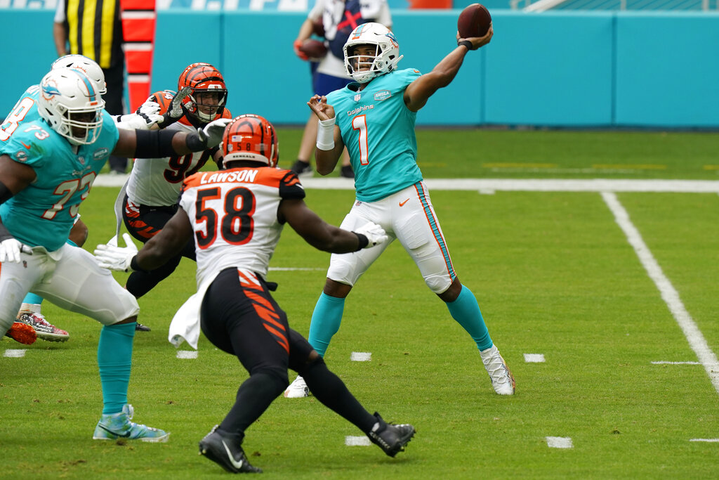 Tua throws for 296 yards as Dolphins beat Bengals 19-7