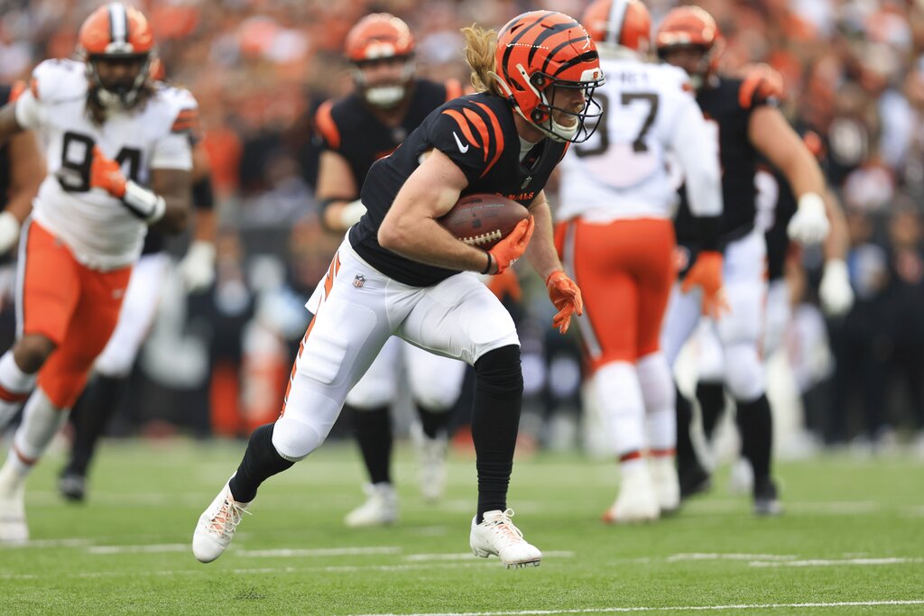 Trenton Irwin smiles big with game ball after Cincinnati Bengals win