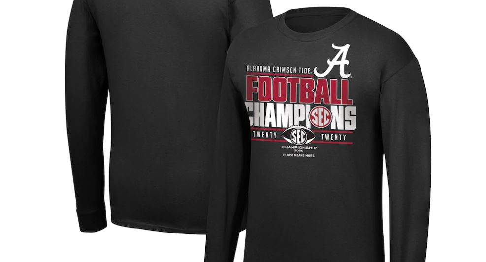 Blue 84 NCAA mens Alabama Crimson Tide National Champs Long Sleeve T Shirt 2020-2021 Bold Gray 