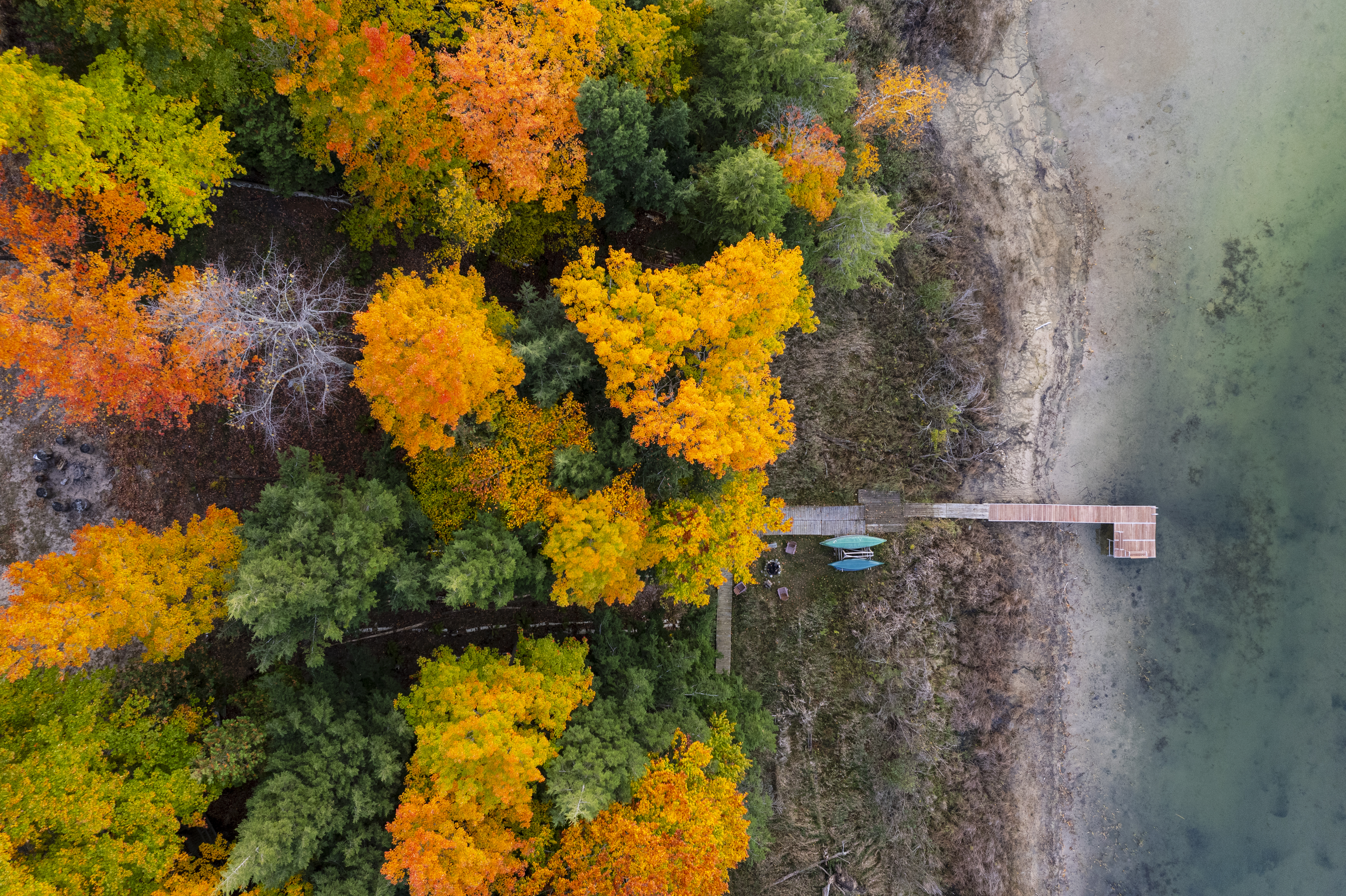 Beulah Photo Print, Crystal Lake, Fall Colors, Autumn, Drone, Aerial, Pure Michigan, Sleeping Bear, Benzie, Traverse City, Trees selling