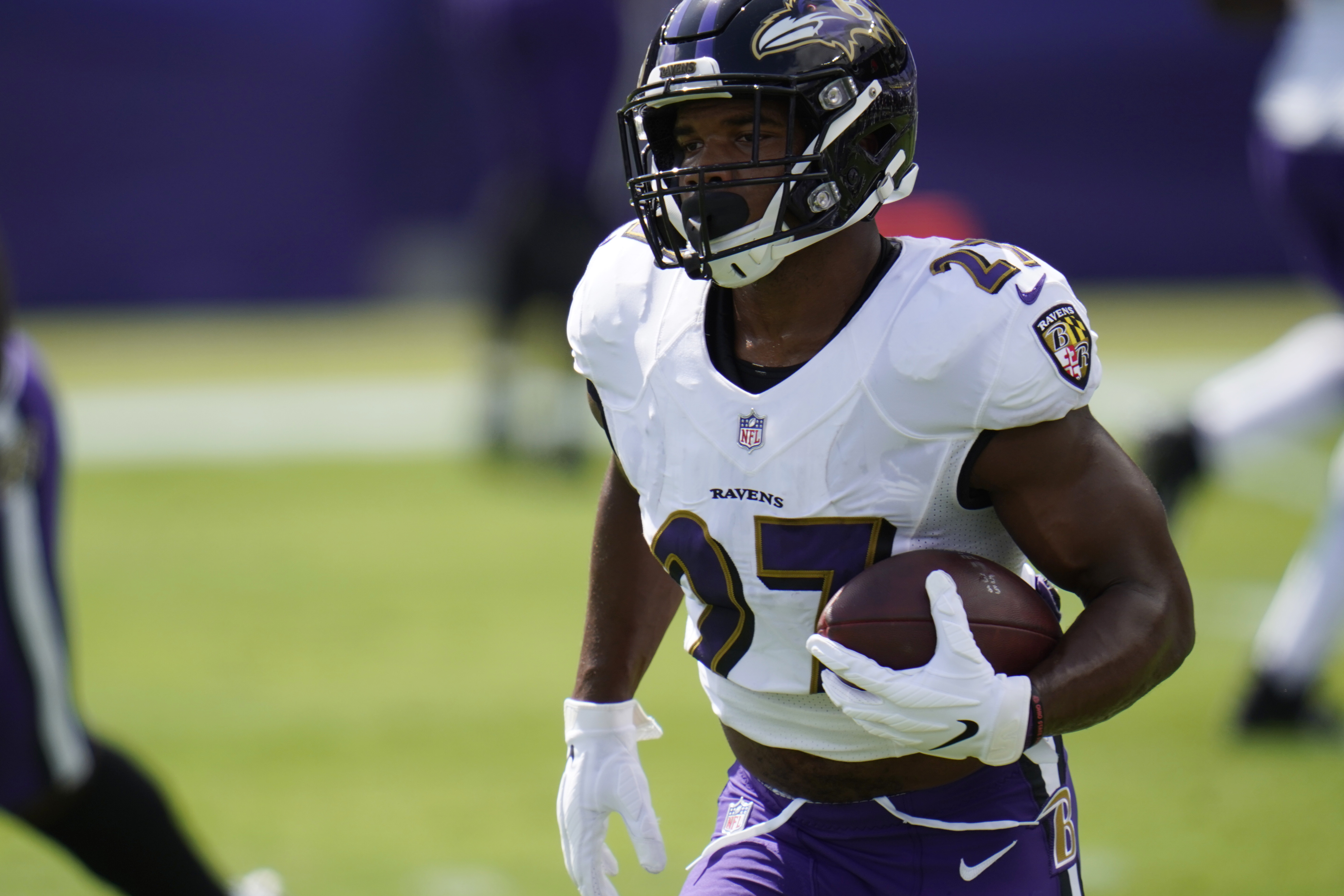 BALTIMORE, MD - OCTOBER 02: Baltimore Ravens running back J.K.