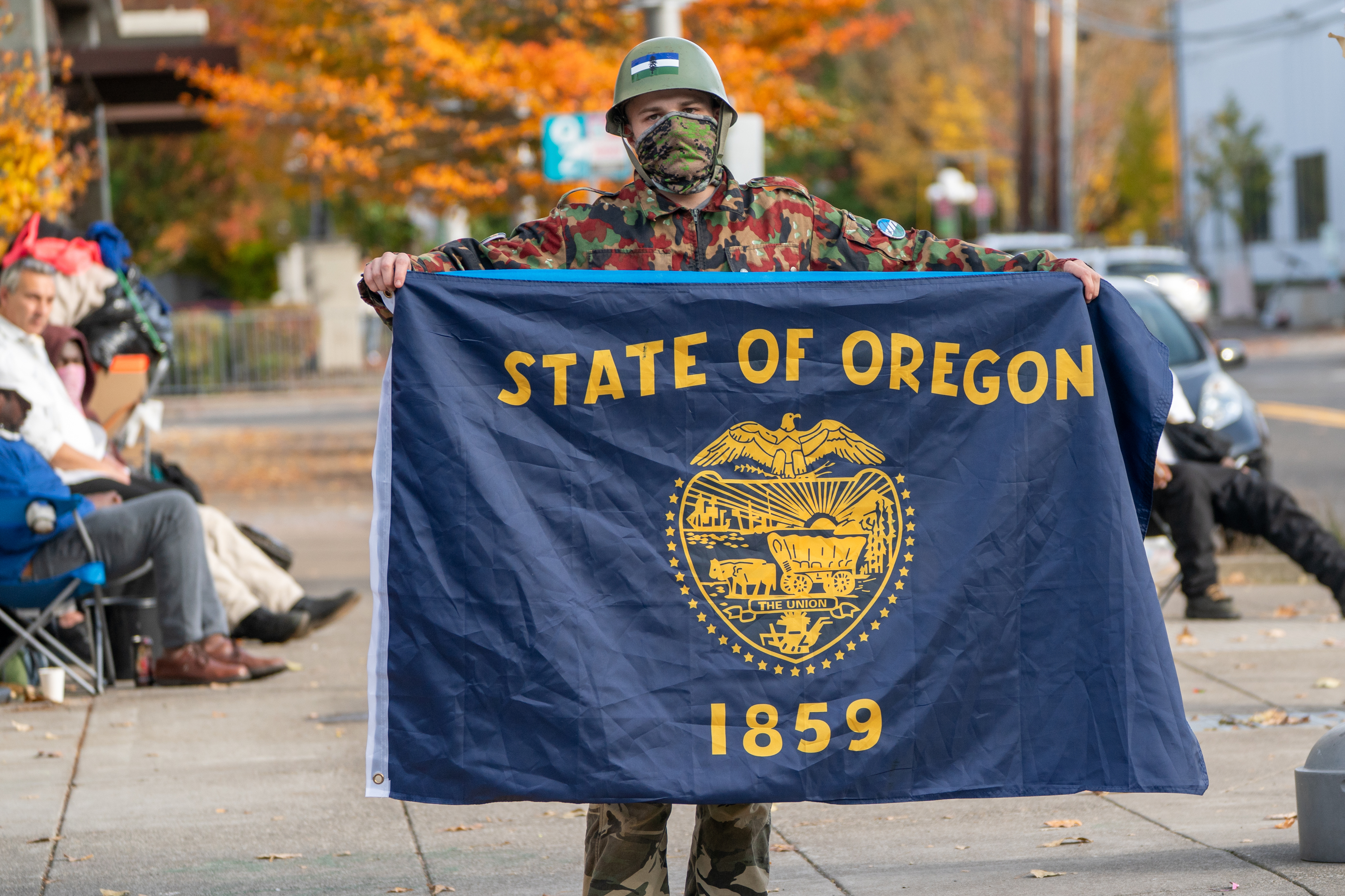 Participants in Fulcrum Fitness’s “Sweatin’ Out the Fascists” held an ’80s-aerobics peaceful protest outside the U.S. Immigration and Customs Enforcement (ICE) facility in South Portland on Sunday, Nov. 9, 2025, collecting donations for the Oregon Food Bank.
