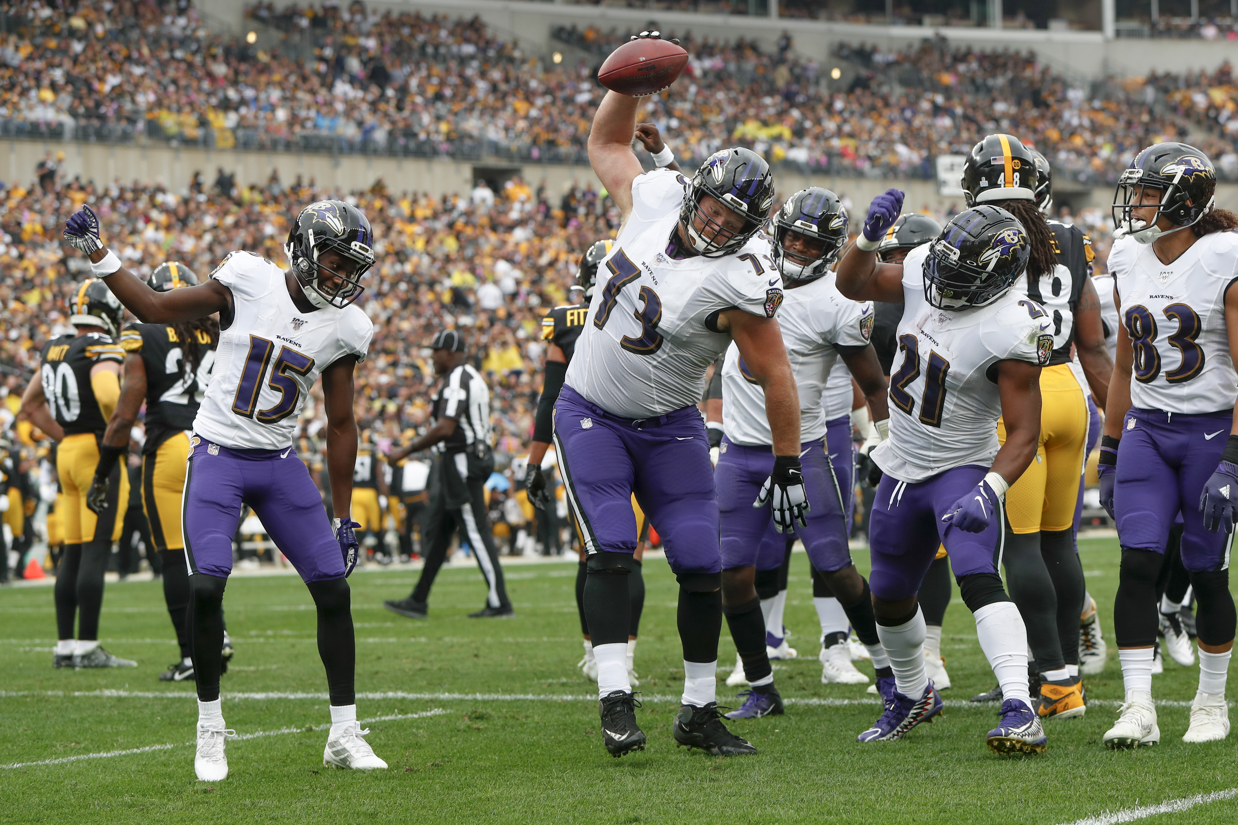 Punter Sam Koch, the Ravens' longest-tenured player, announces