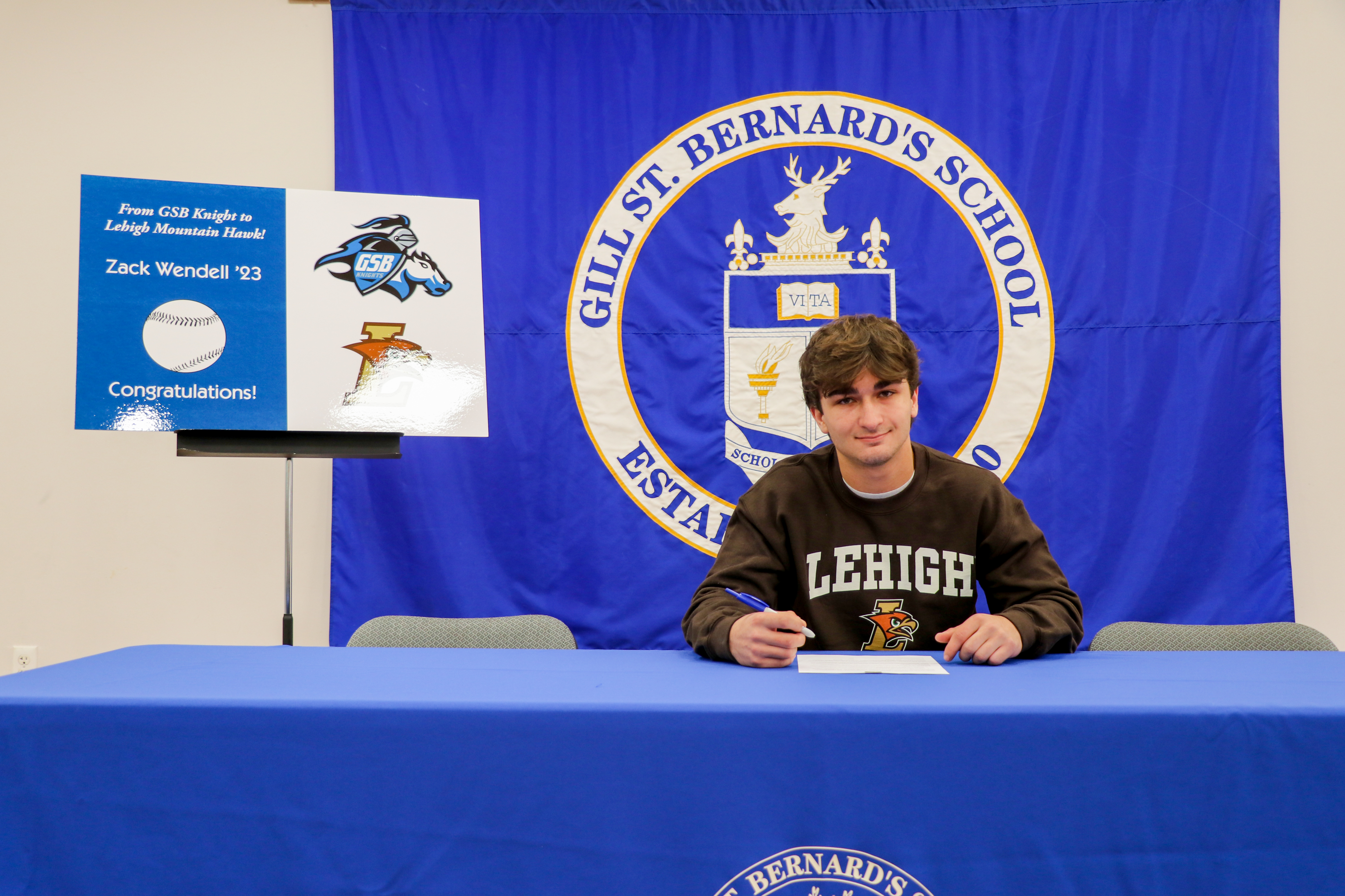 Zack Wendell of Gill St. Bernard's signs his National Letter of Intent to play baseball at Lehigh University.