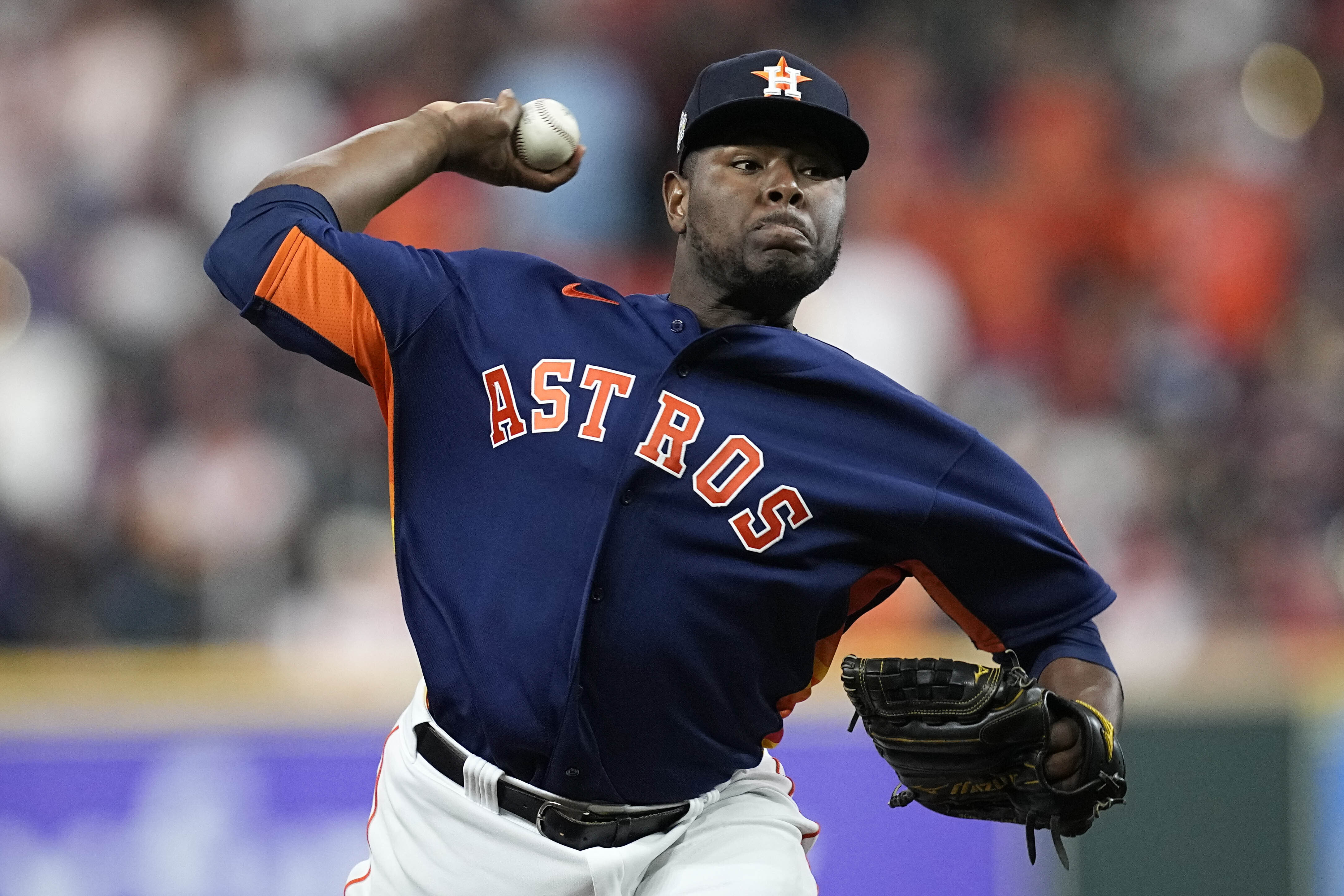 Houston Astros relief pitcher Ryan Pressly celebrates their 4-1 World Series  win against the Philadelphia Phillies in Game 6 on Saturday, Nov. 5, 2022,  in Houston. (AP Photo/David J. Phillip Stock Photo - Alamy