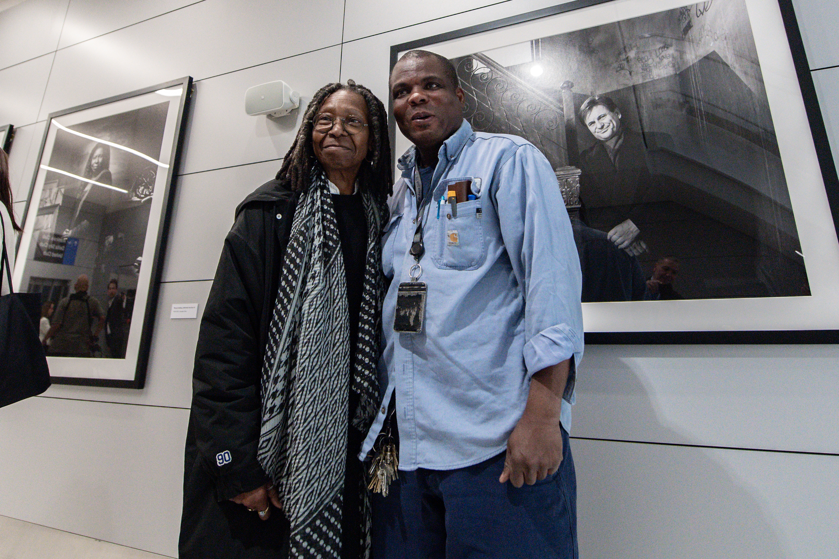 Actress / Comedian Whoopi Goldberg takes a photograph with an airport employee as a photograph exhibit referred to as "What Exit: The Spirit of New Jersey: Photographs by Timothy White”, opens at Newark Liberty International Airport. Saturday, January 17, 2026