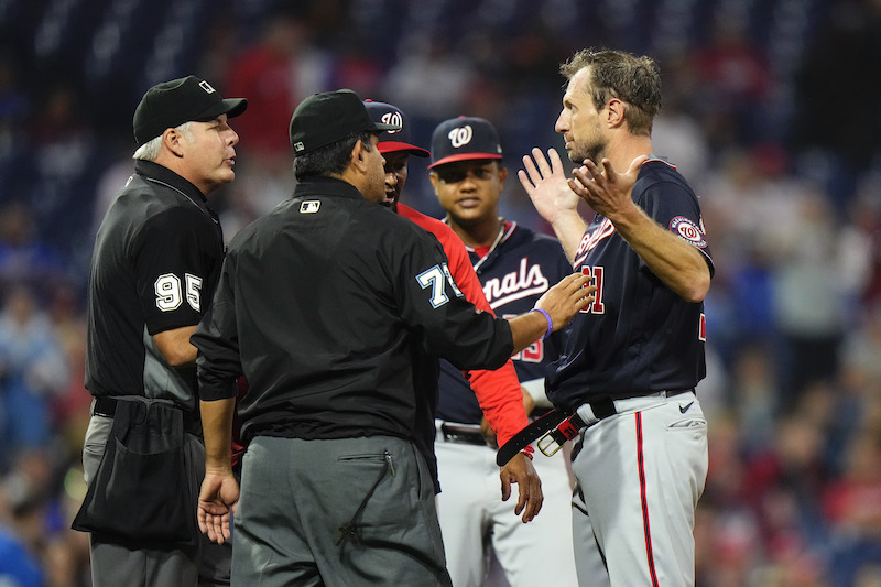 Washington Nationals News: Max Scherzer loses his [blank] after Joe Girardi  calls umps to check Max; Nationals beat Phillies + more - Federal  Baseball