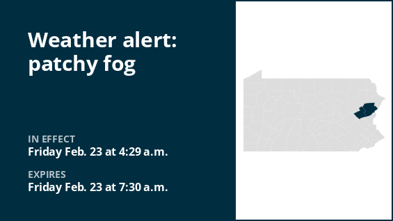 A weather advisory for patchy fog has been issued for Carbon and Monroe counties through Friday morning