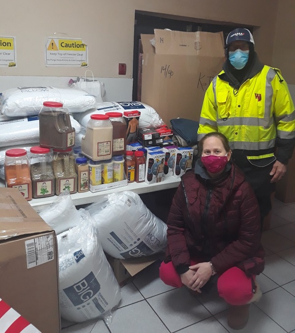 Weehawken Elks Lodge #1456 partnered with Walmart to provide supplies for the Palisade Emergency Relief Corporation. Pictured: Kimberley Kingsbury, PDD; Ray Kingsbury.
