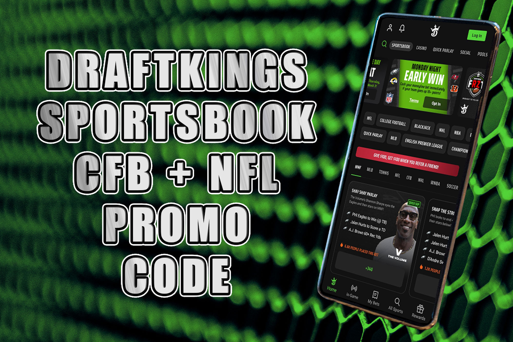 DraftKings Sportsbook promo code activates $200 bonus for CFB & NFL action  