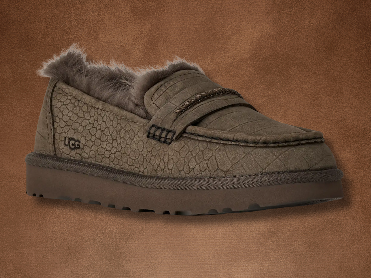UGG Brown Loafers Cozy Slip-On Shoes B71 UGG MENS SZ 7 DEX LACE SLIP-ON WOOL LOAFER WATER RESISTANT  main image 2