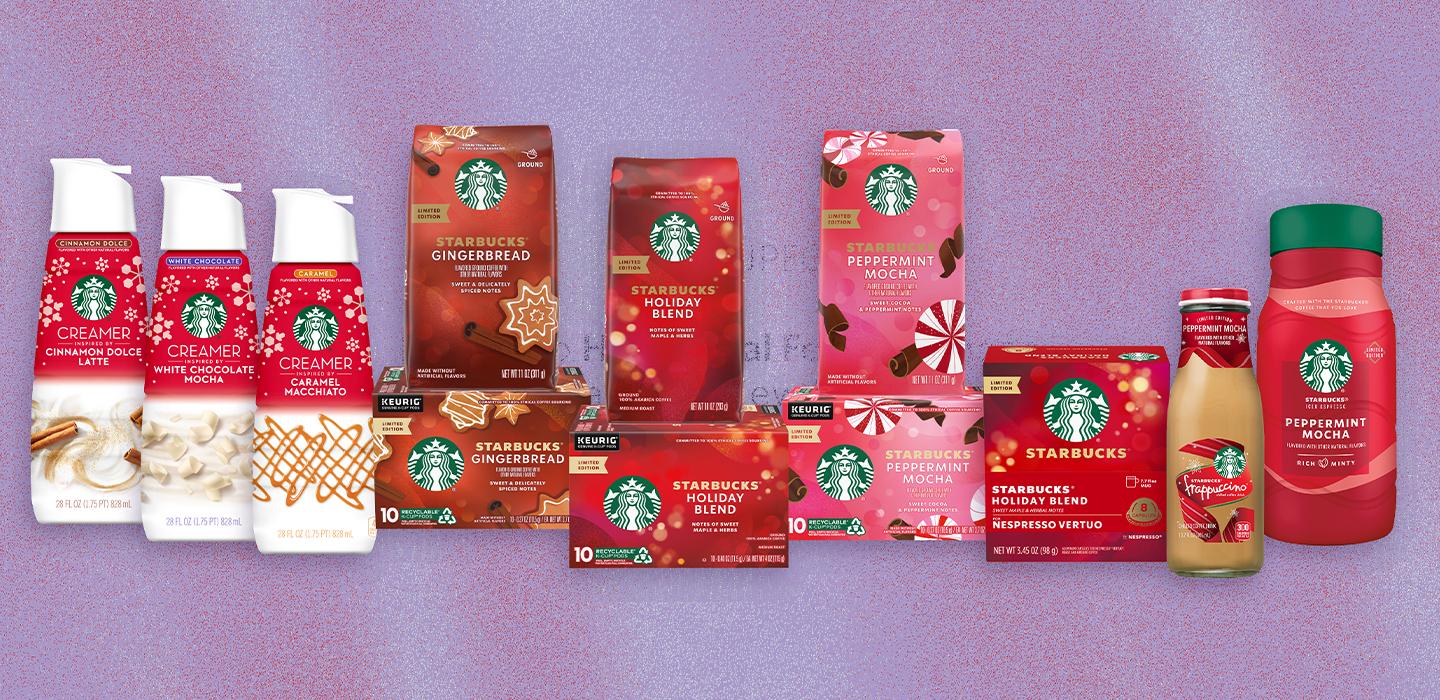 Starbucks holiday assortment of coffees, creamers in grocery stores now 