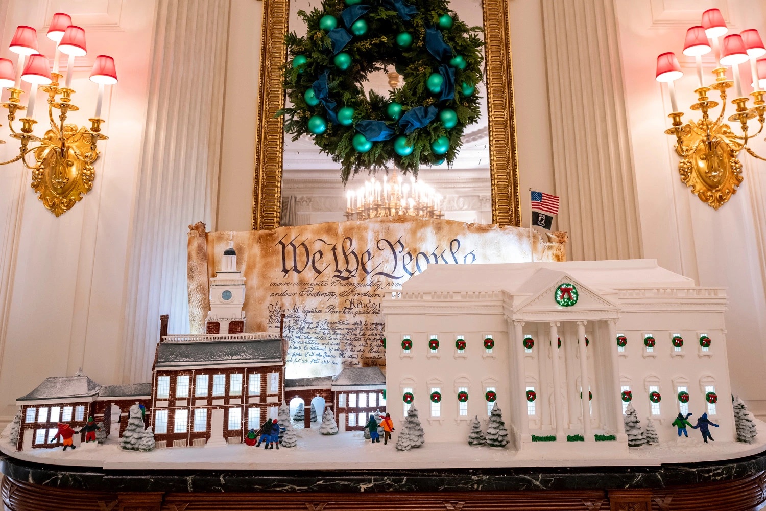 White House unveils its holiday decor, including 77 trees and a 'We the  People' theme