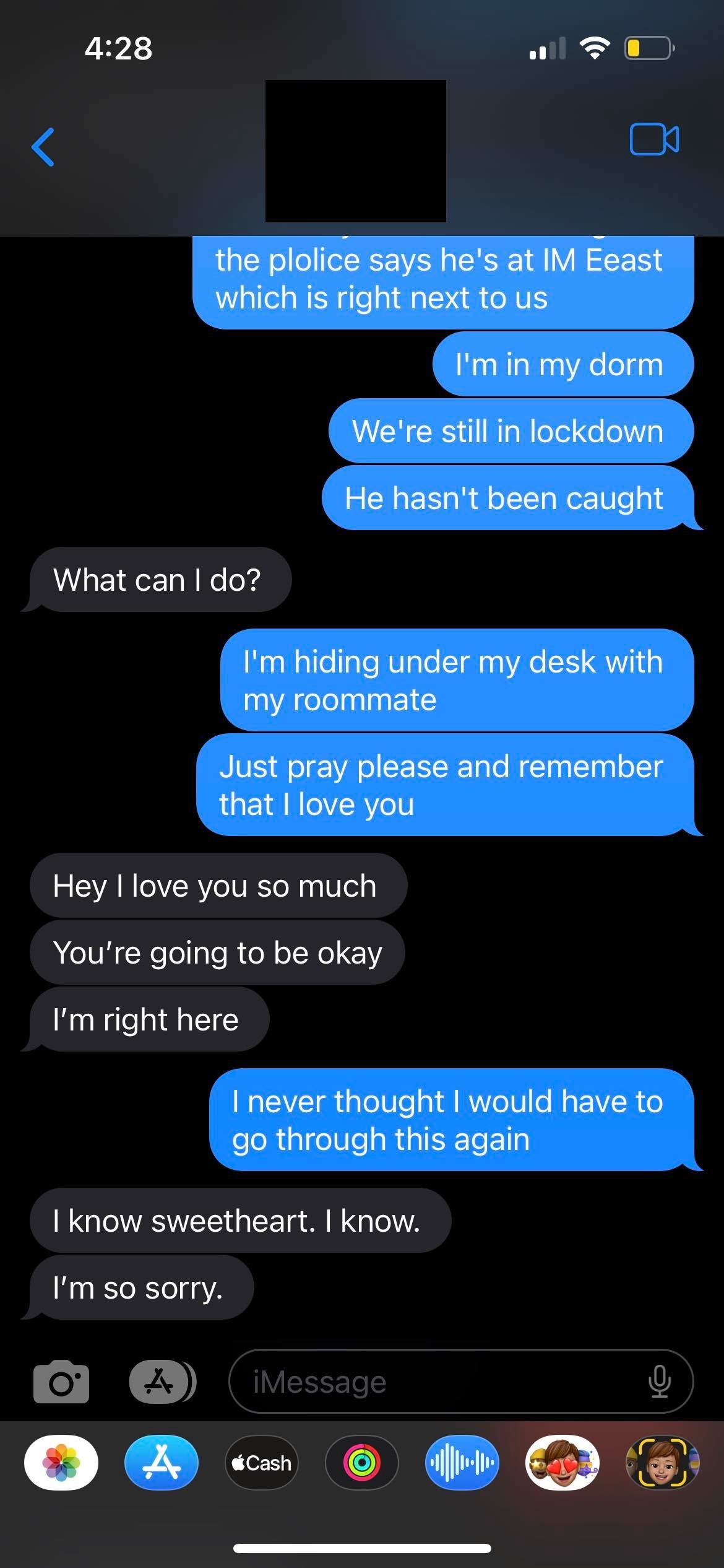 Emma Riddle texted her father, roommate and friend while hiding from ...